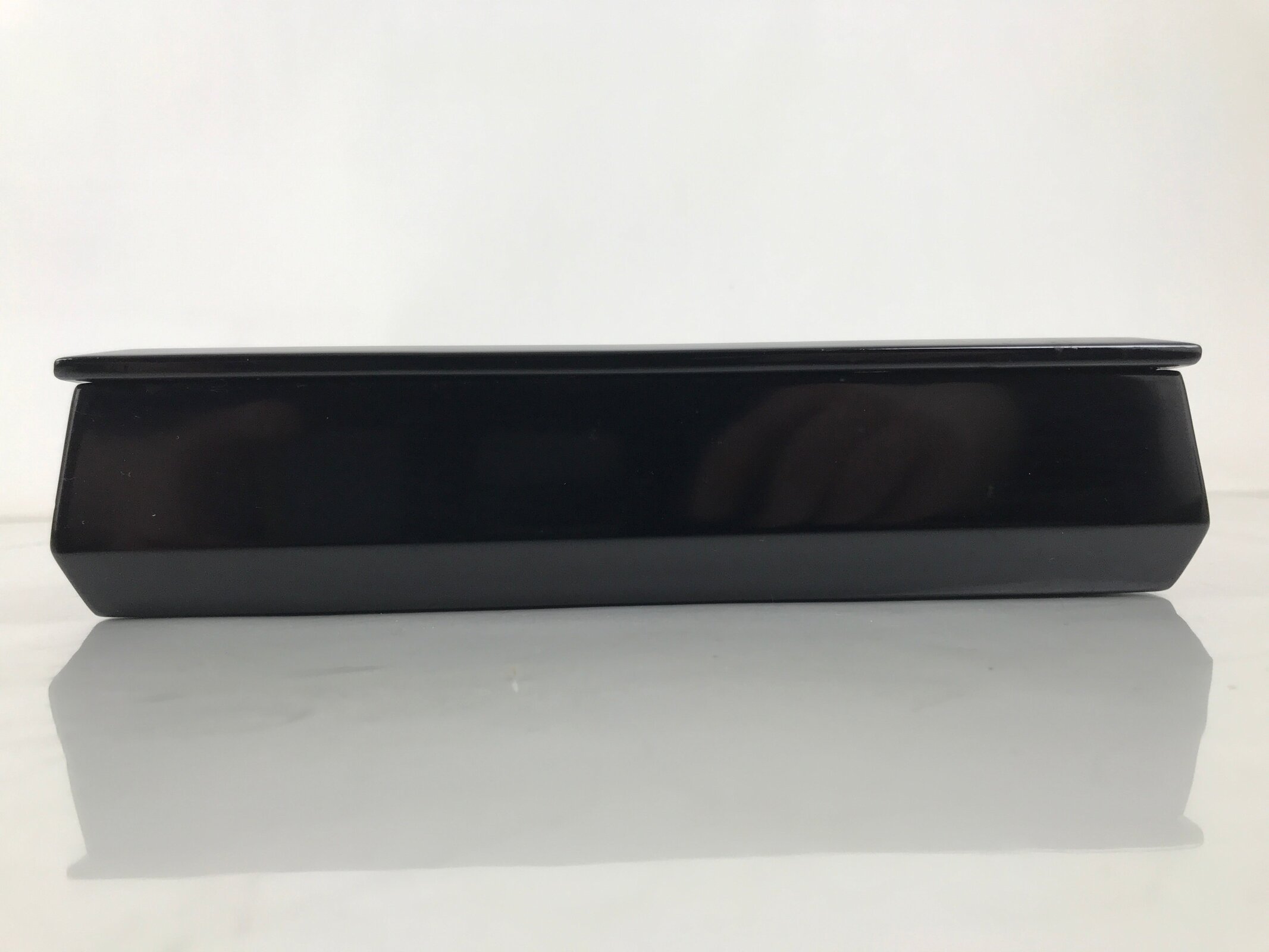 Japanese Lacquered Wooden Lidded Fumibako Letter Box Vtg Makie Raden Black FB91