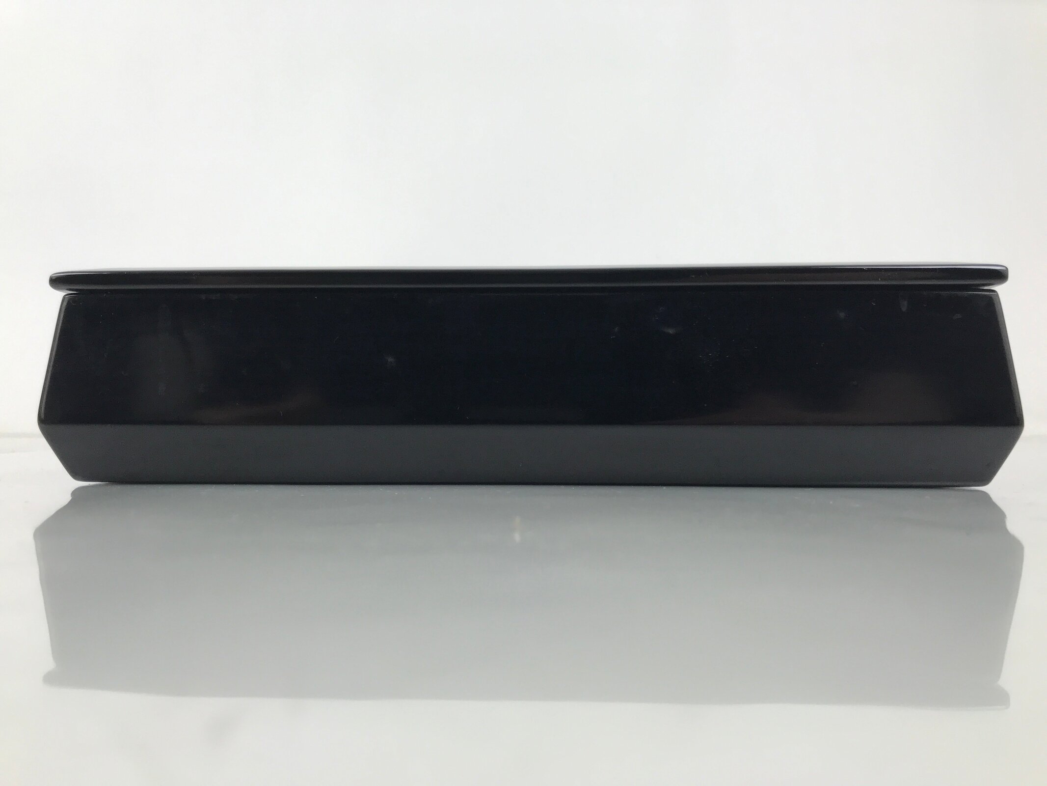 Japanese Lacquered Wooden Lidded Fumibako Letter Box Vtg Makie Raden Black FB91