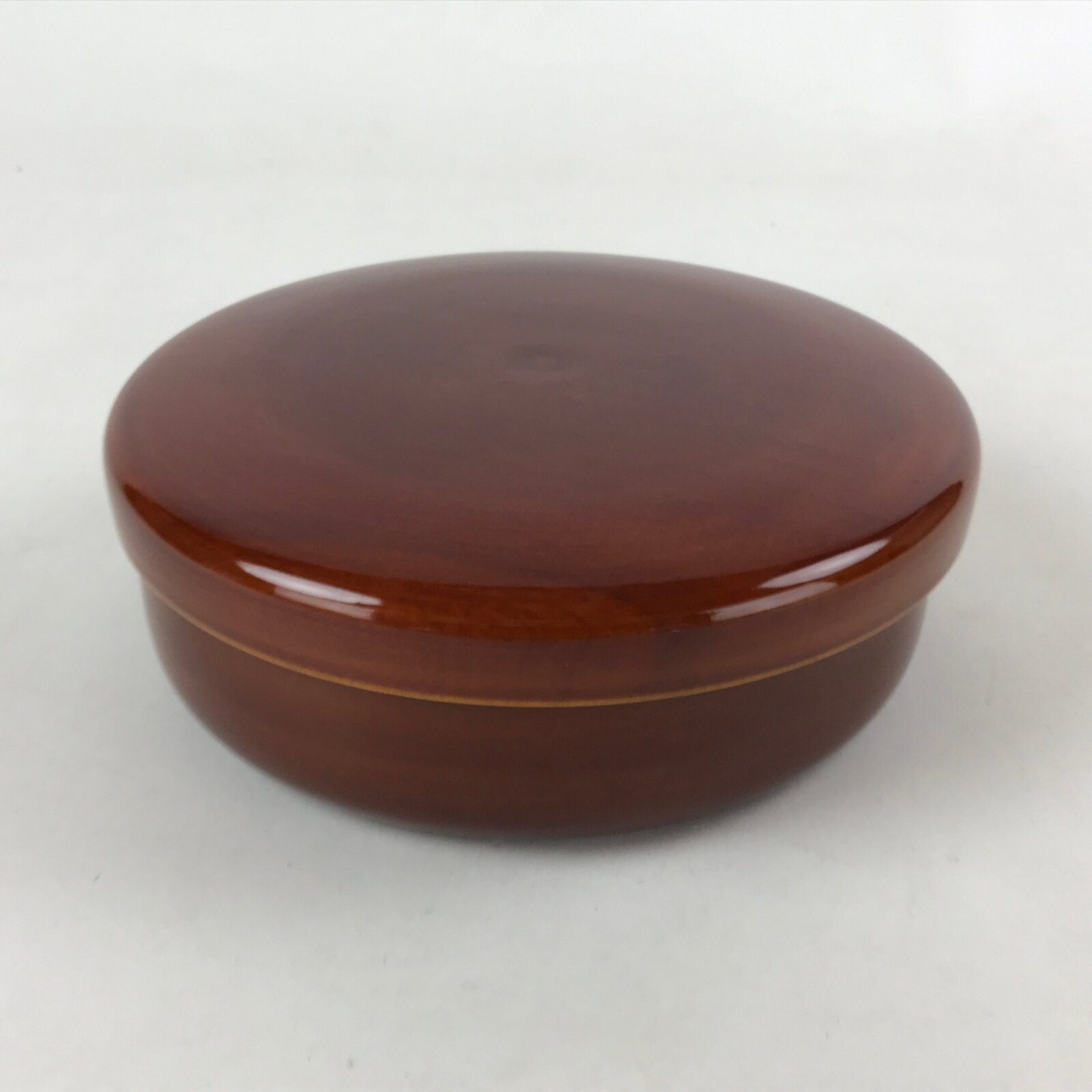 Japanese Lacquered Wooden Lidded Serving Bowl Vtg Brown Shunkei-Nuri LWB76