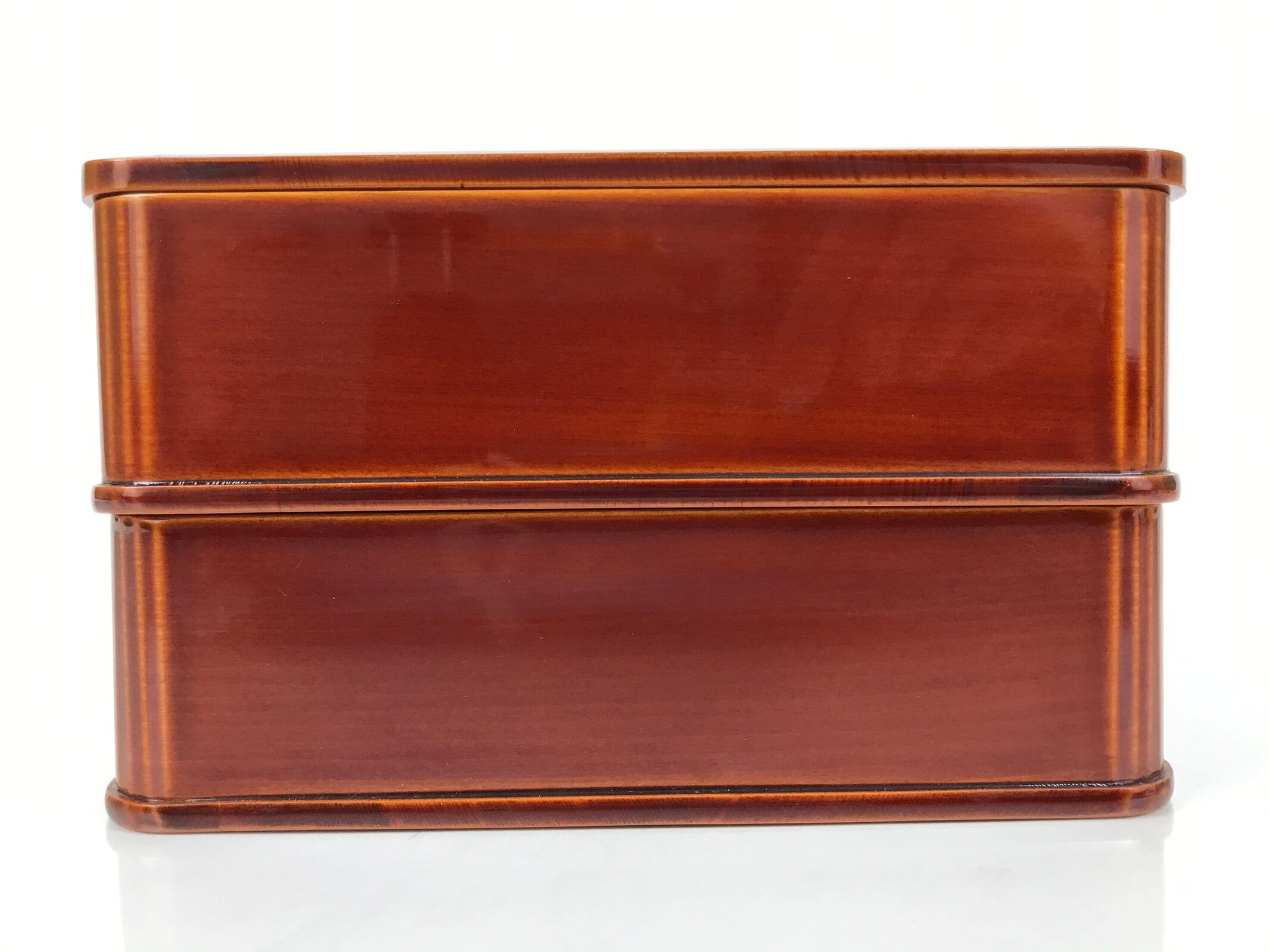 Japanese Lacquered Wooden Lunch Box Bento Jubako Shunkei Two Tiers Brown L557
