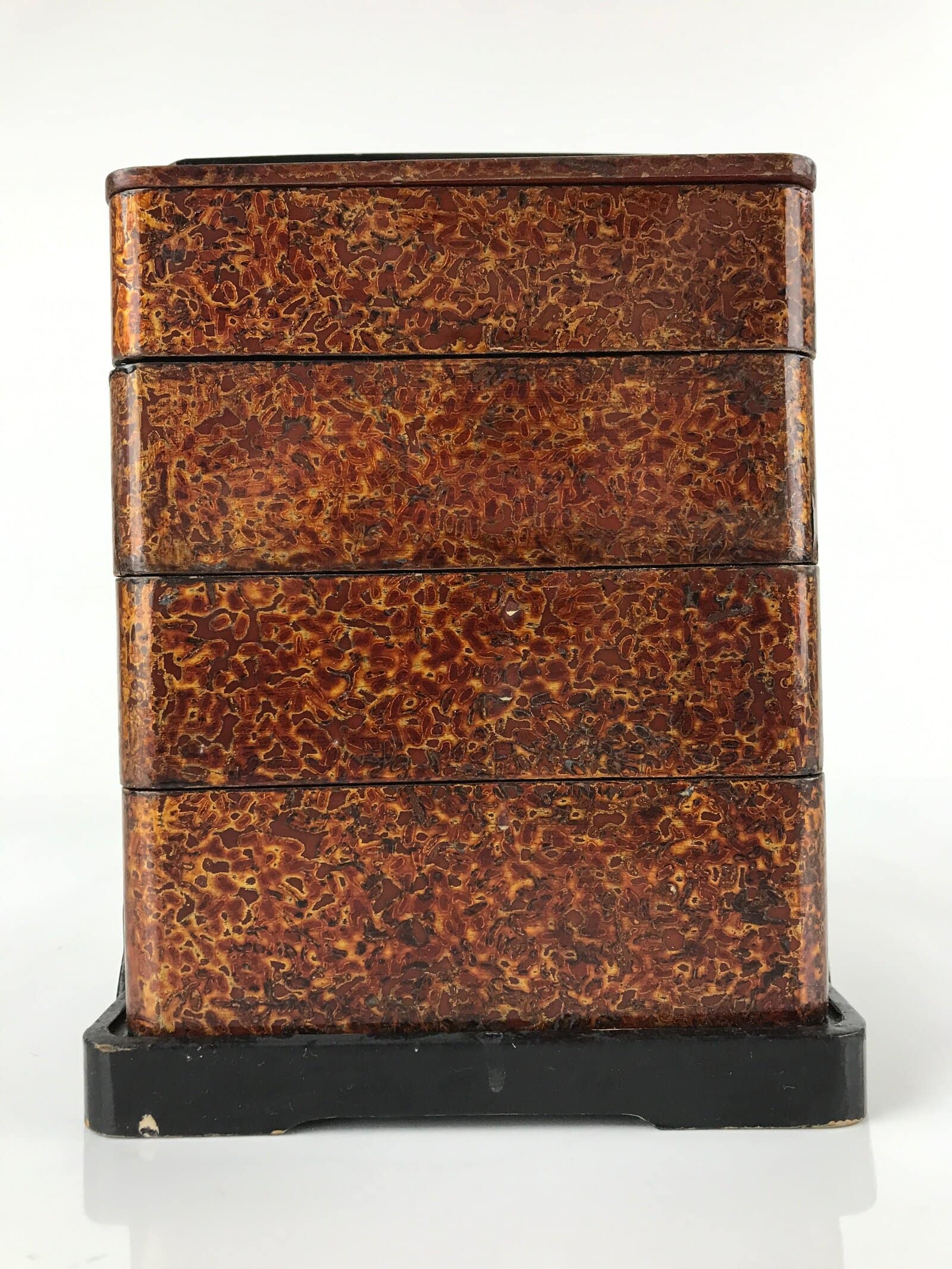 Japanese Lacquered Wooden Lunch Box Lidded Bento Vtg 4 Tiers Handle Wakasa L124