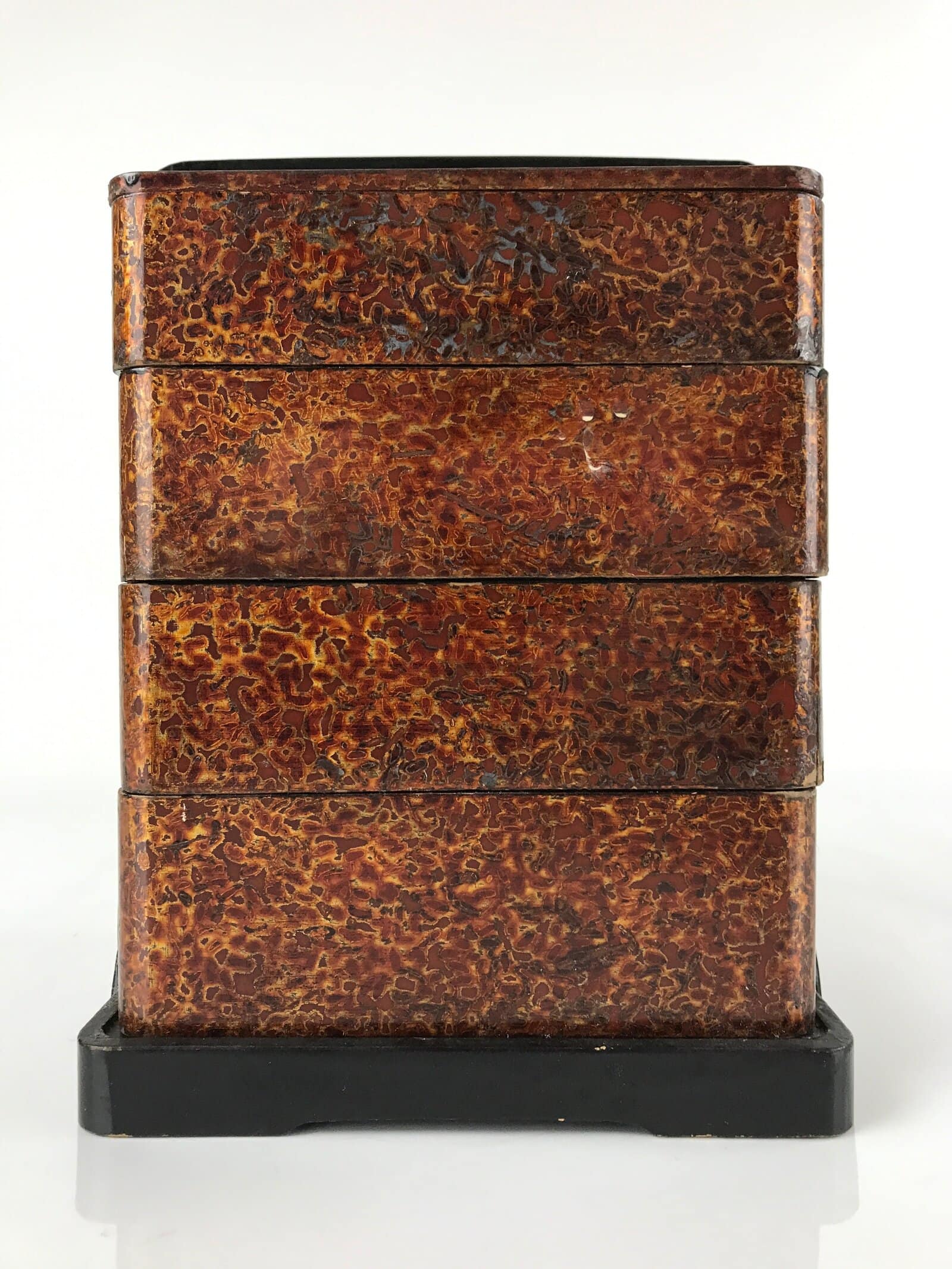 Japanese Lacquered Wooden Lunch Box Lidded Bento Vtg 4 Tiers Handle Wakasa L124