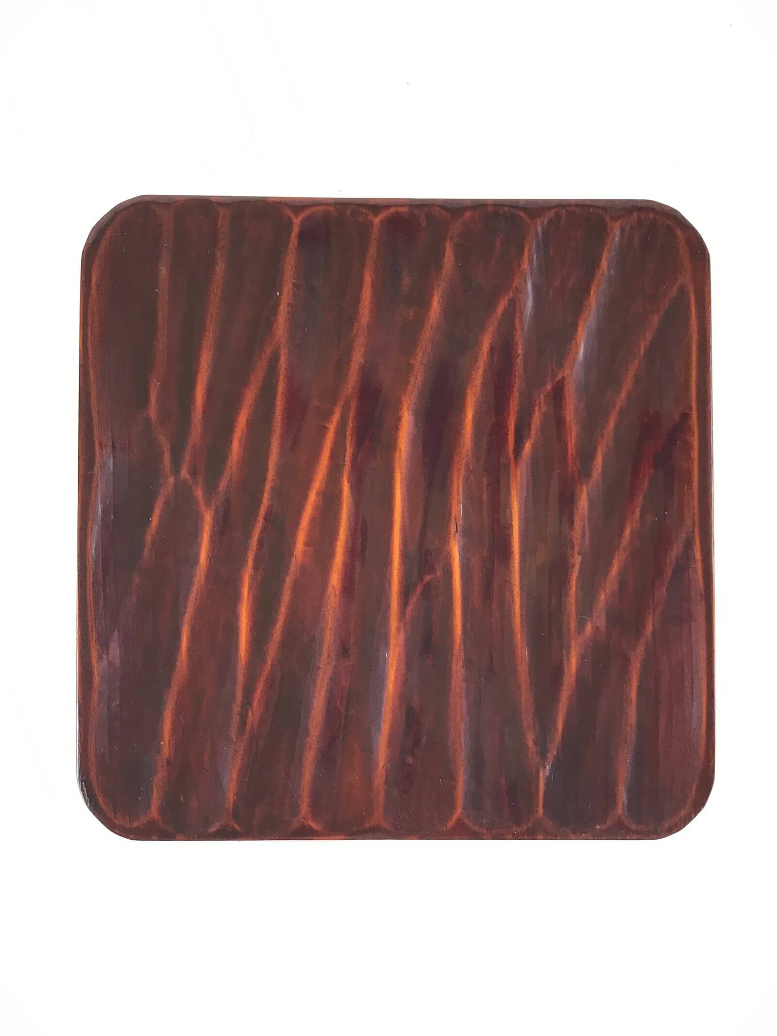 Japanese Lacquered Wooden Meimeizara Square Plate Vtg Sara Carved Pattern L44