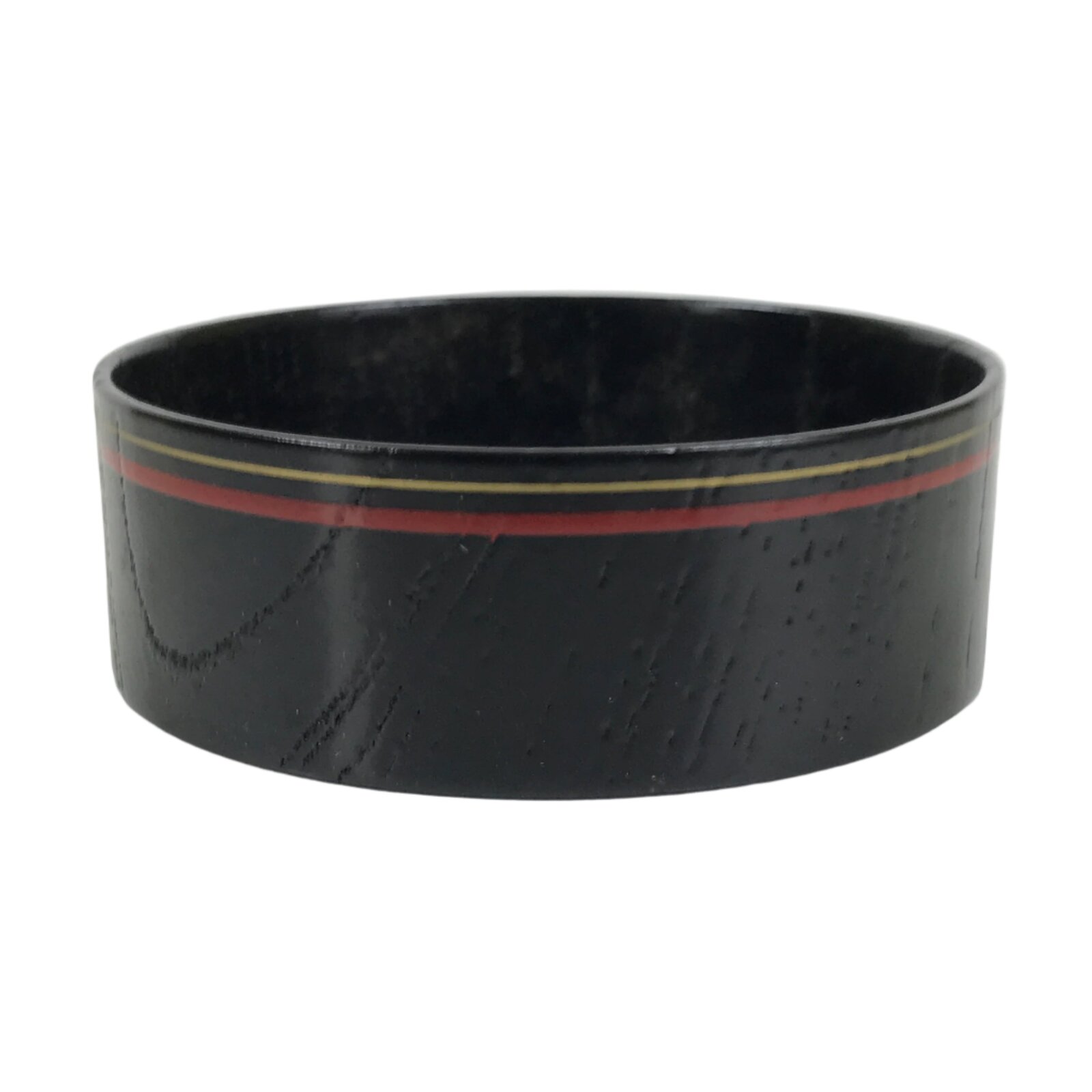 Japanese Lacquered Wooden Sake Snack Cup Vtg Kobachi Bowl Black Gold Red L526