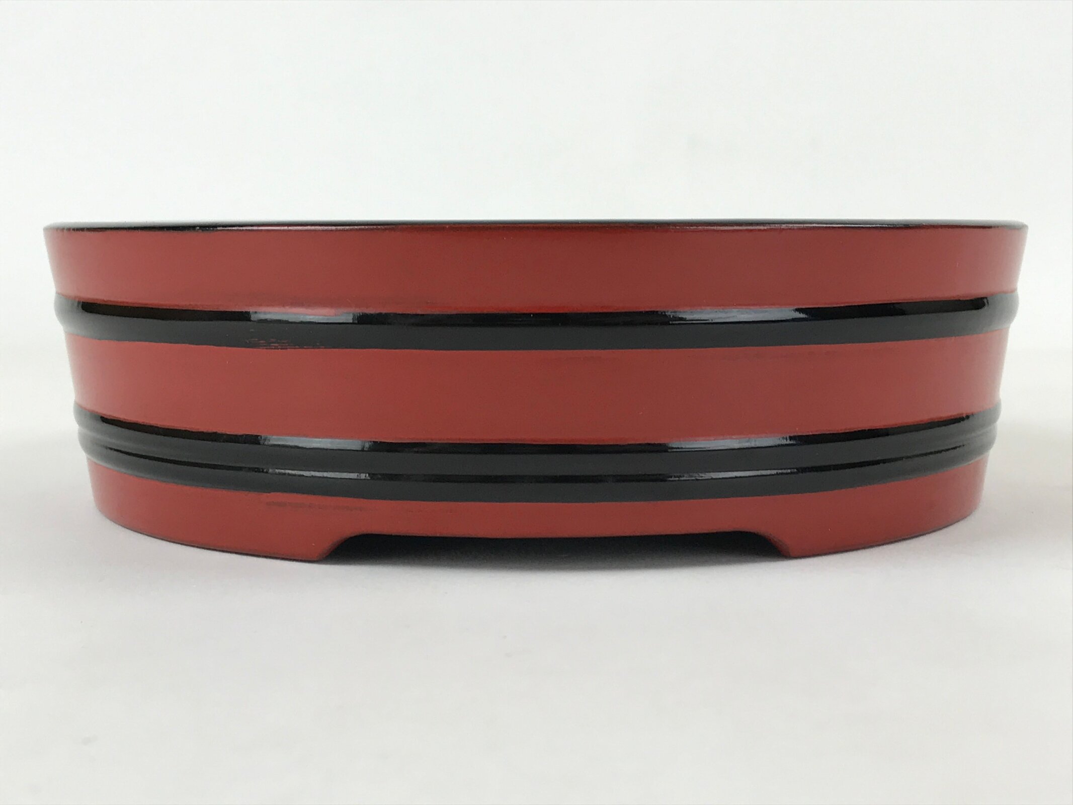 Japanese Lacquered Wooden Serving Dish Vtg Sushioke Tray Bowl Red Black L84