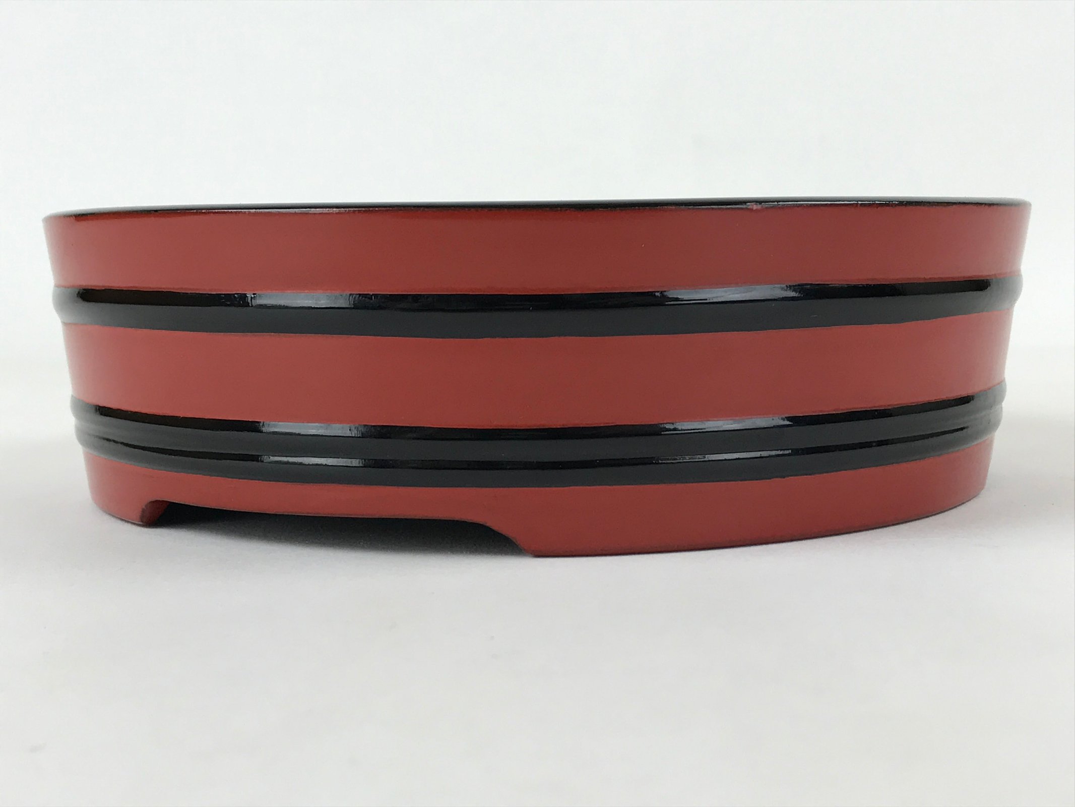Japanese Lacquered Wooden Serving Dish Vtg Sushioke Tray Bowl Red Black L84