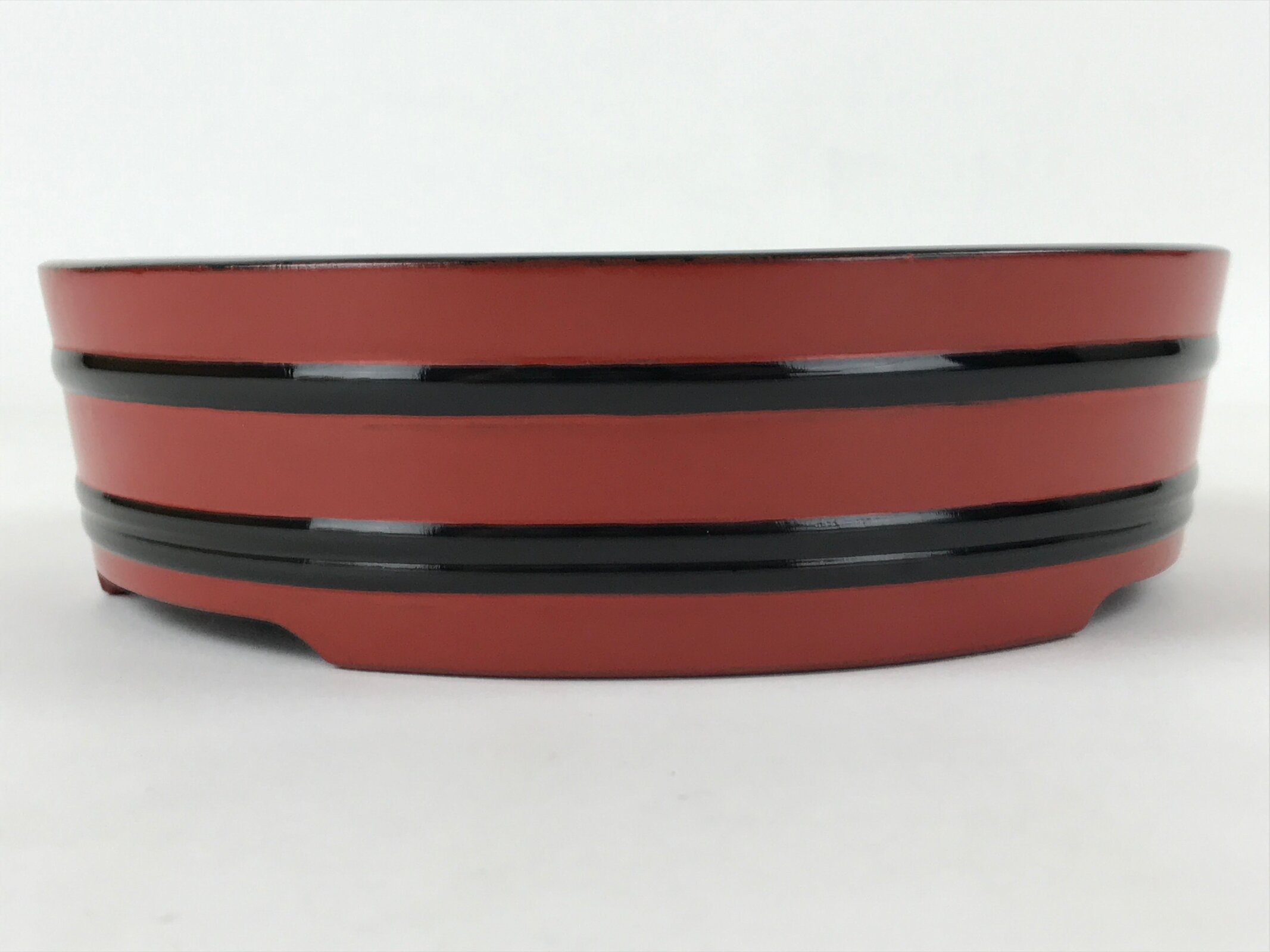 Japanese Lacquered Wooden Serving Dish Vtg Sushioke Tray Bowl Red Black L84