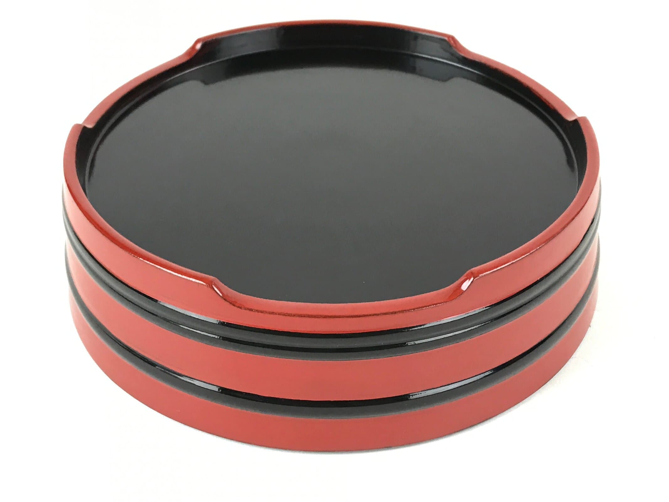 Japanese Lacquered Wooden Serving Dish Vtg Sushioke Tray Bowl Red Black L84