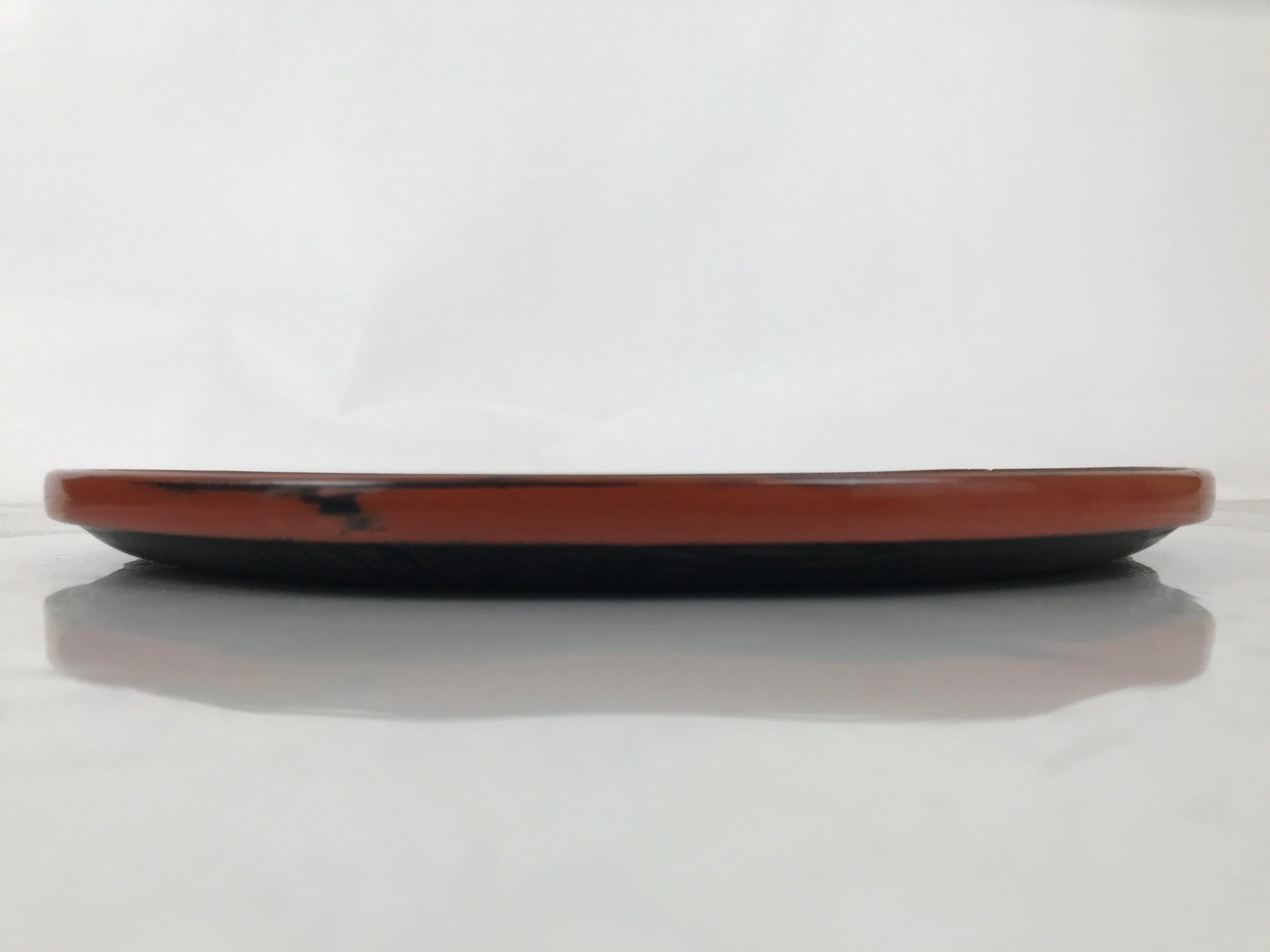 Japanese Lacquered Wooden Serving Tray Obon Vtg Round Red Black Brown L454