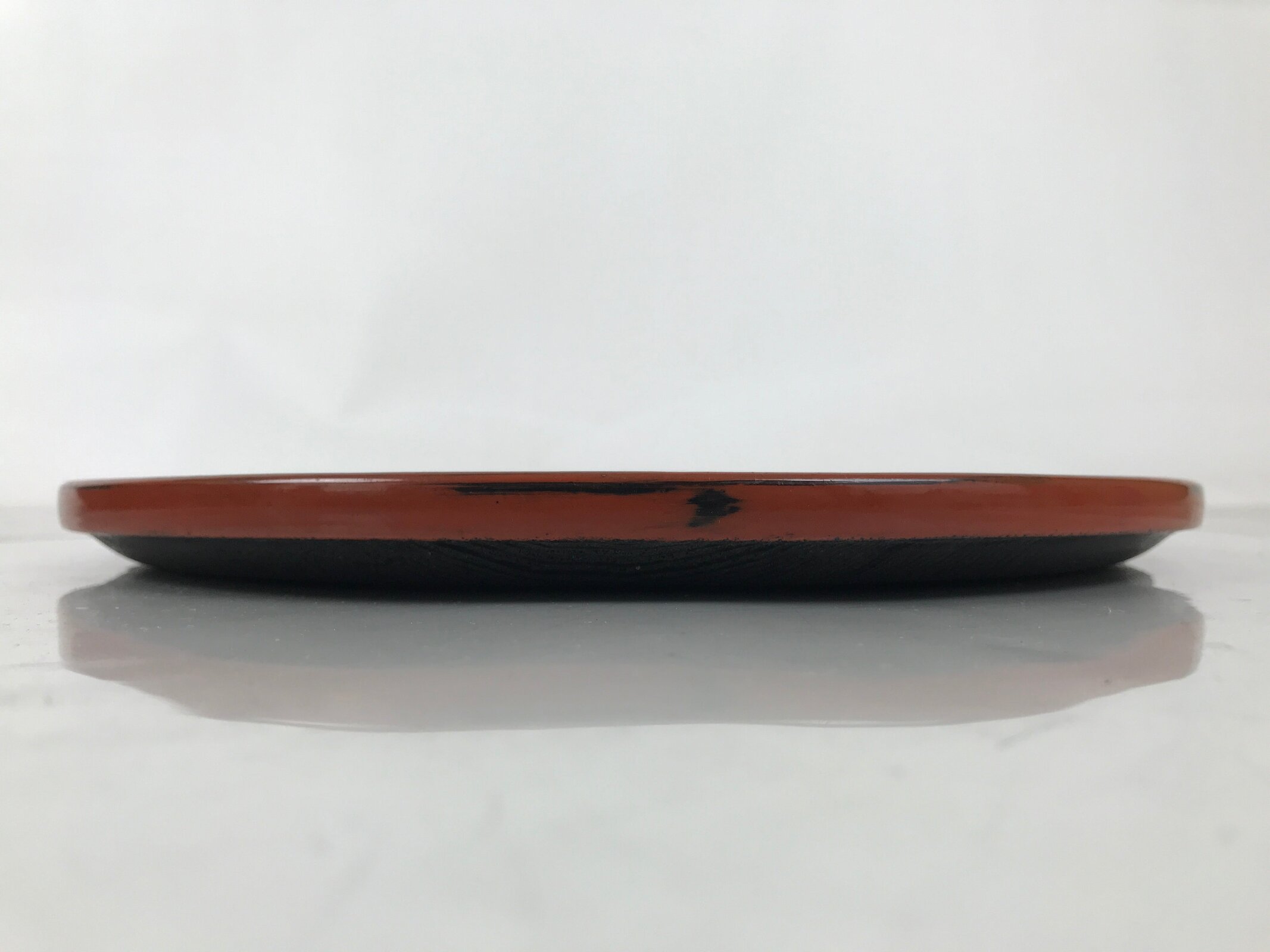 Japanese Lacquered Wooden Serving Tray Obon Vtg Round Red Black Brown L454