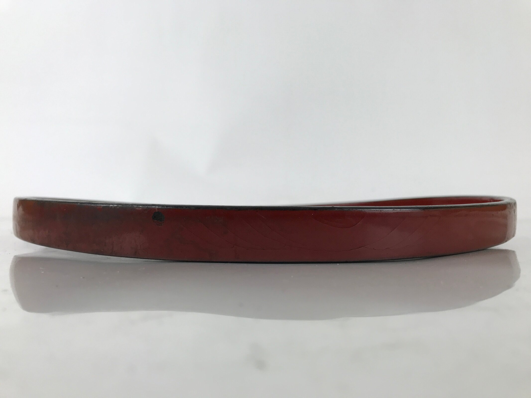 Japanese Lacquered Wooden Serving Tray Obon Vtg Round Red Vermilion Black L382