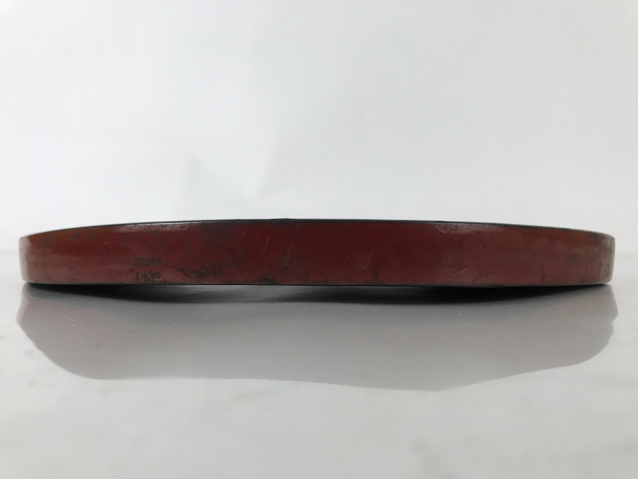 Japanese Lacquered Wooden Serving Tray Obon Vtg Round Red Vermilion Black L382