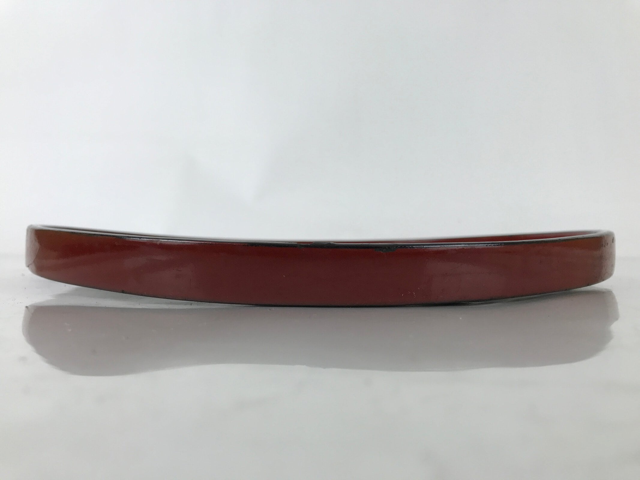 Japanese Lacquered Wooden Serving Tray Obon Vtg Round Red Vermilion Black L382