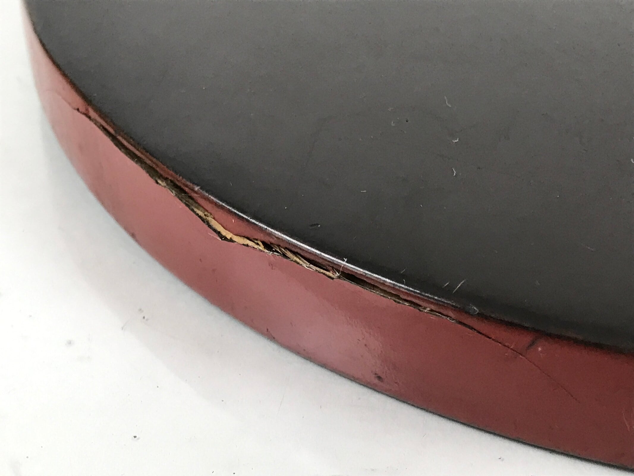 Japanese Lacquered Wooden Serving Tray Obon Vtg Round Red Vermilion Black L382