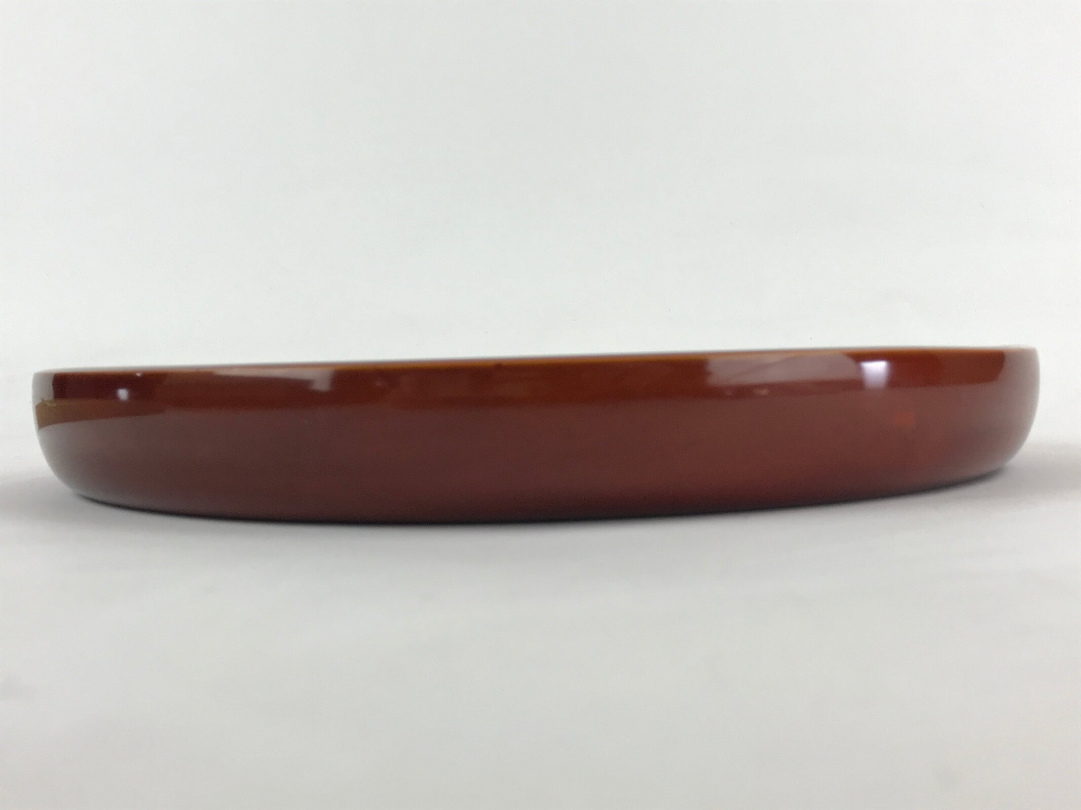 Japanese Lacquered Wooden Serving Tray Vtg Obon Hida Shunkei Brown Round UR900