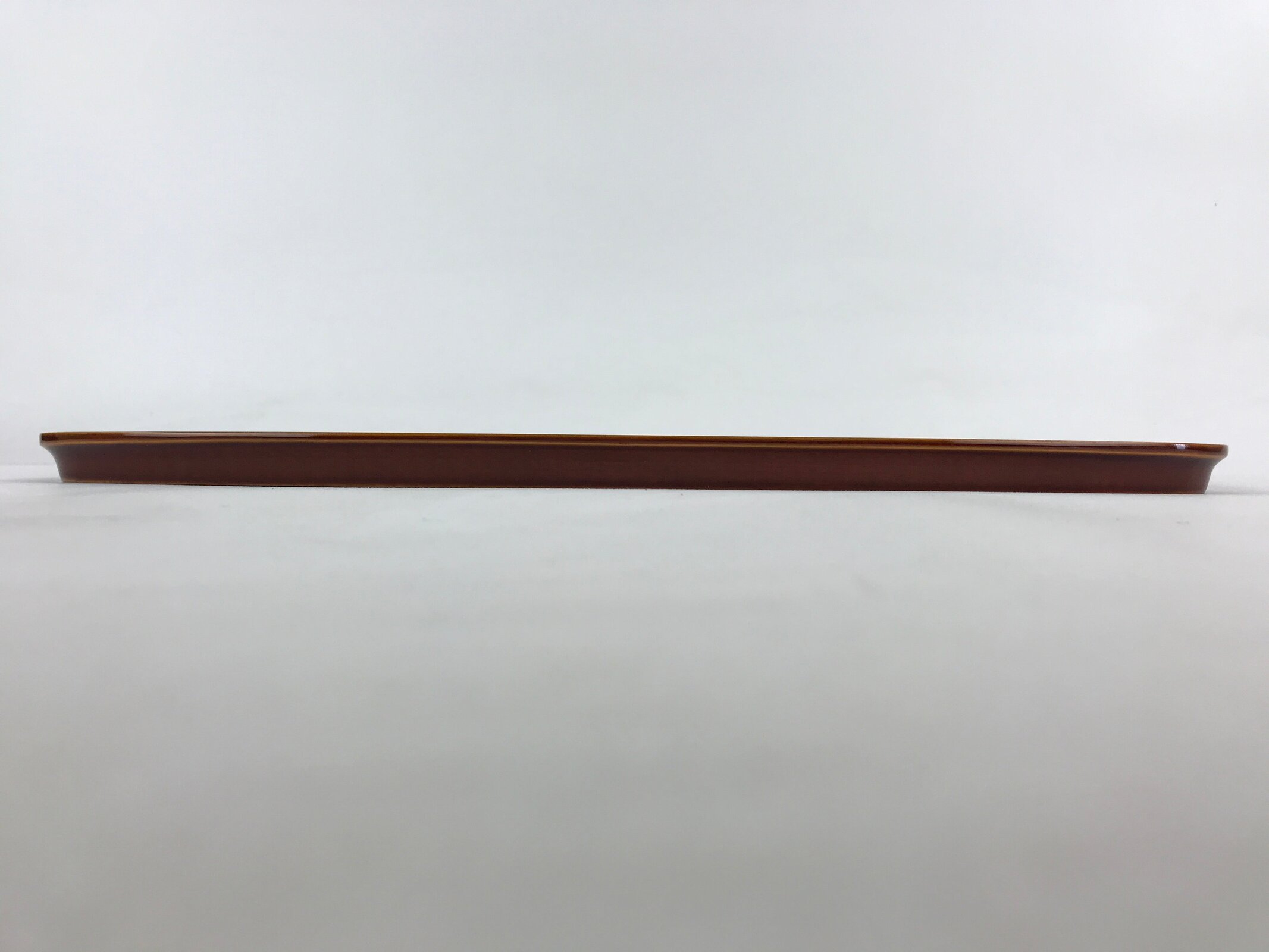 Japanese Lacquered Wooden Serving Tray Vtg Obon Shunkei Nuri Brown Oval UR903