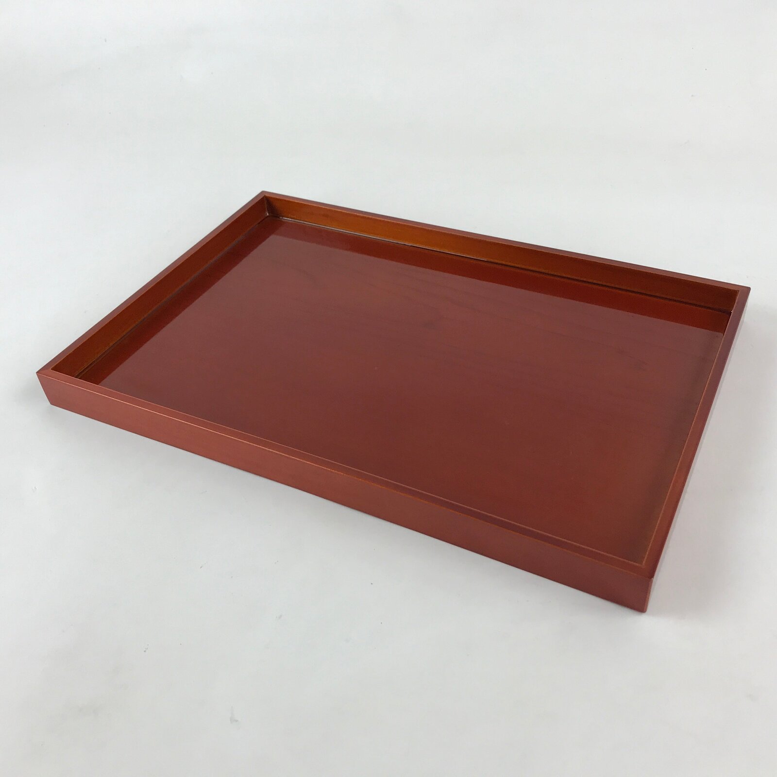 Japanese Lacquered Wooden Serving Tray Vtg Obon Shunkei Nuri Brown UR902