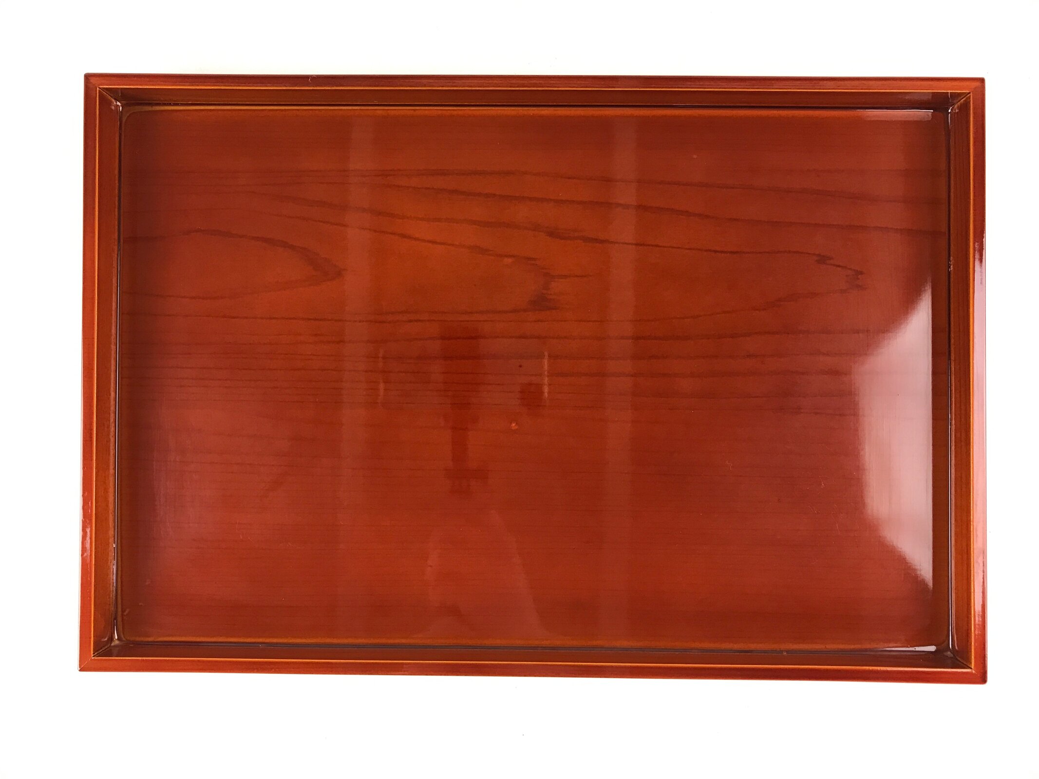 Japanese Lacquered Wooden Serving Tray Vtg Obon Shunkei Nuri Brown UR902