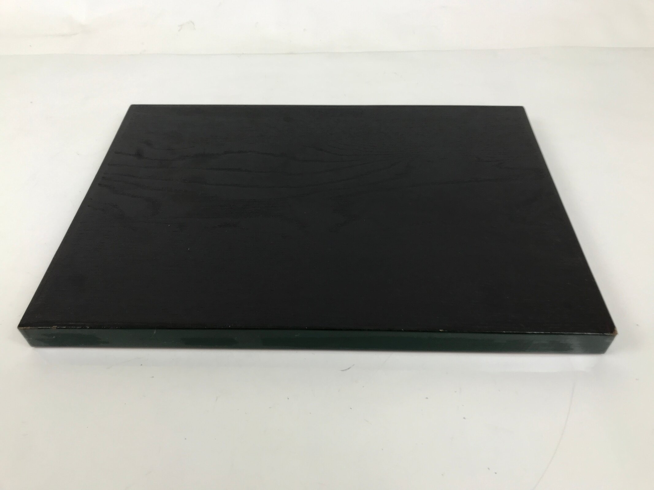 Japanese Lacquered Wooden Serving Tray Vtg Rectangle Obon Green Red Black L432