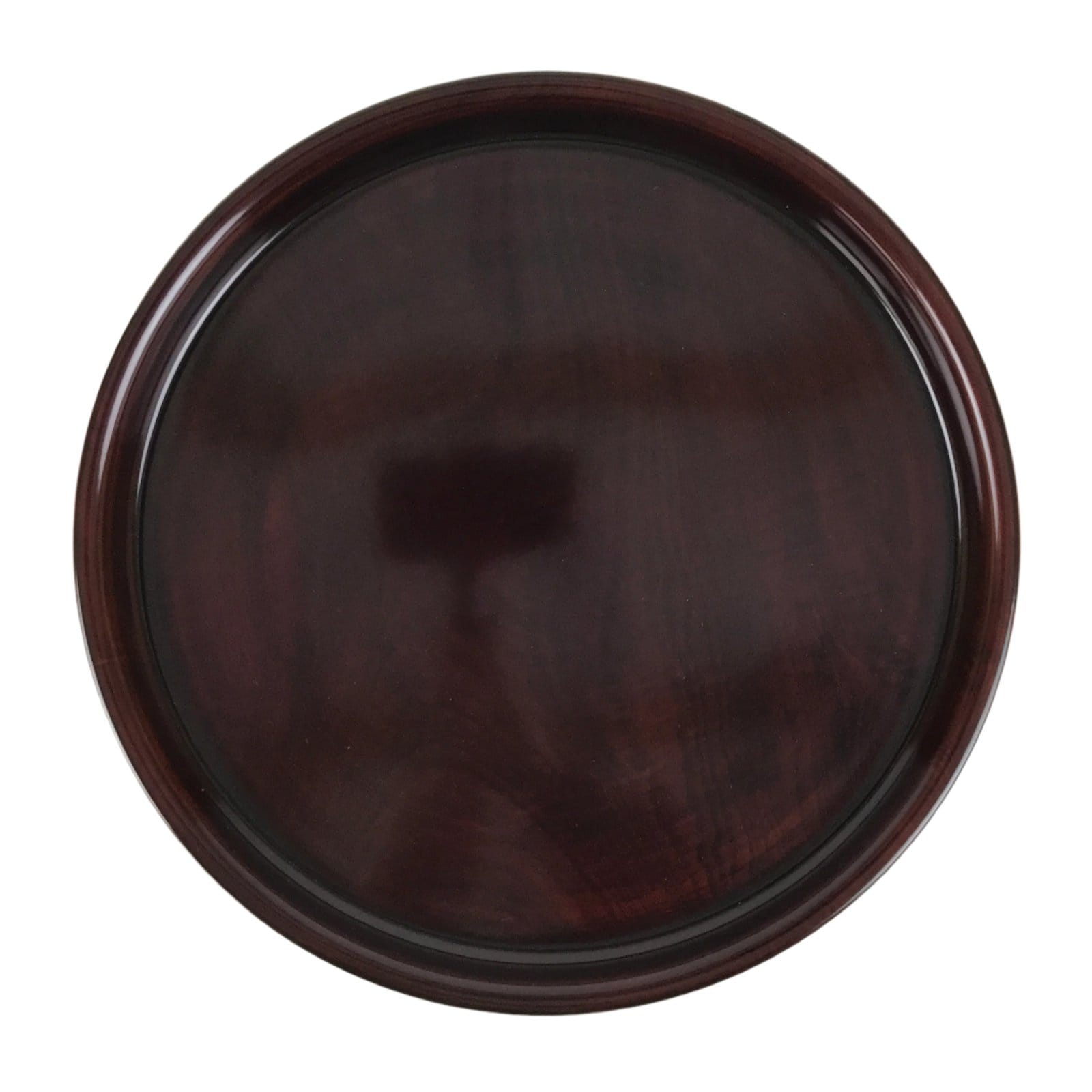 Japanese Lacquered Wooden Serving Tray Vtg Round Obon Brown Large LWB127