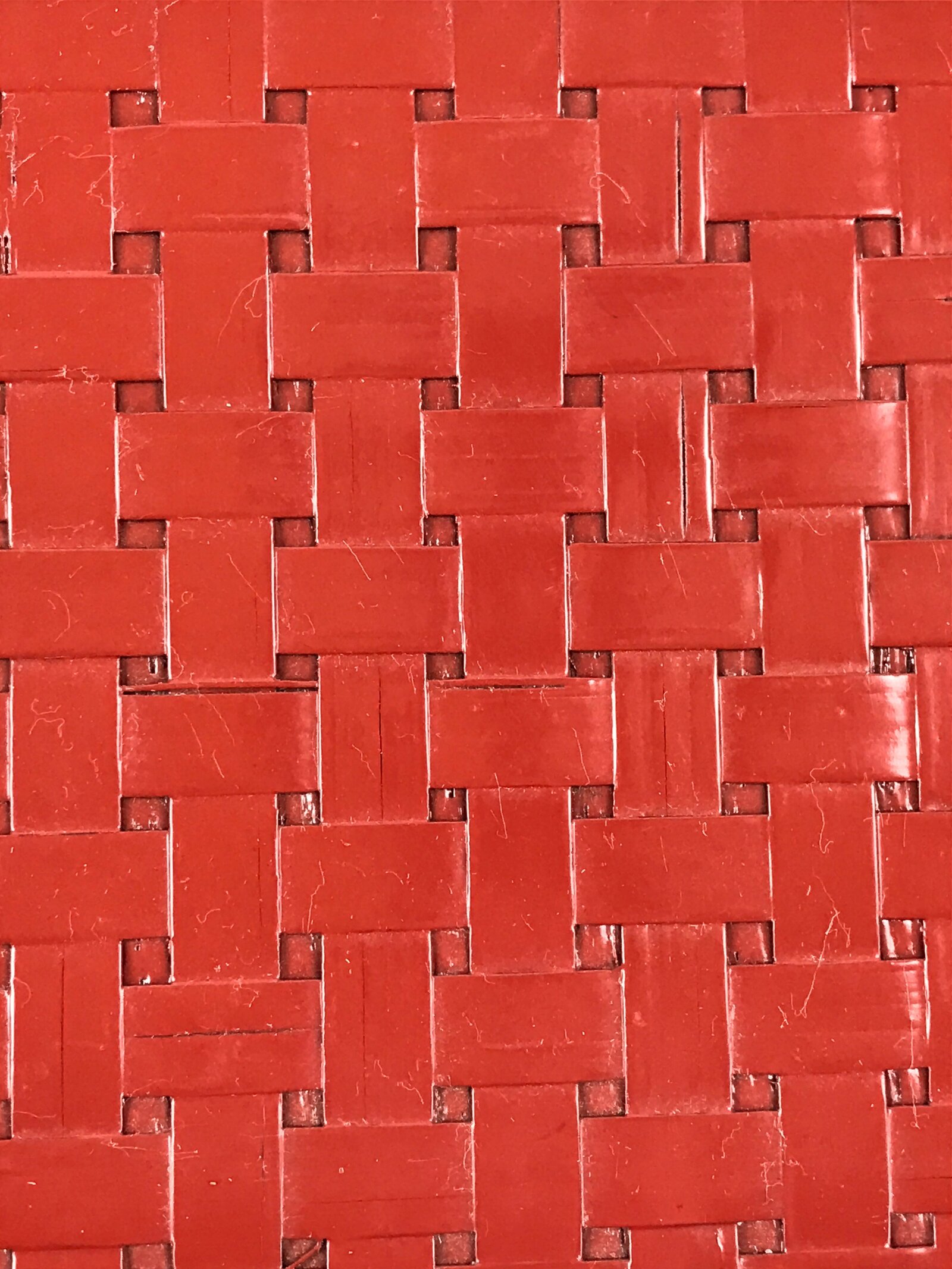 Japanese Lacquered Wooden Serving Tray Vtg Small Obon Red Weave Pattern UR893