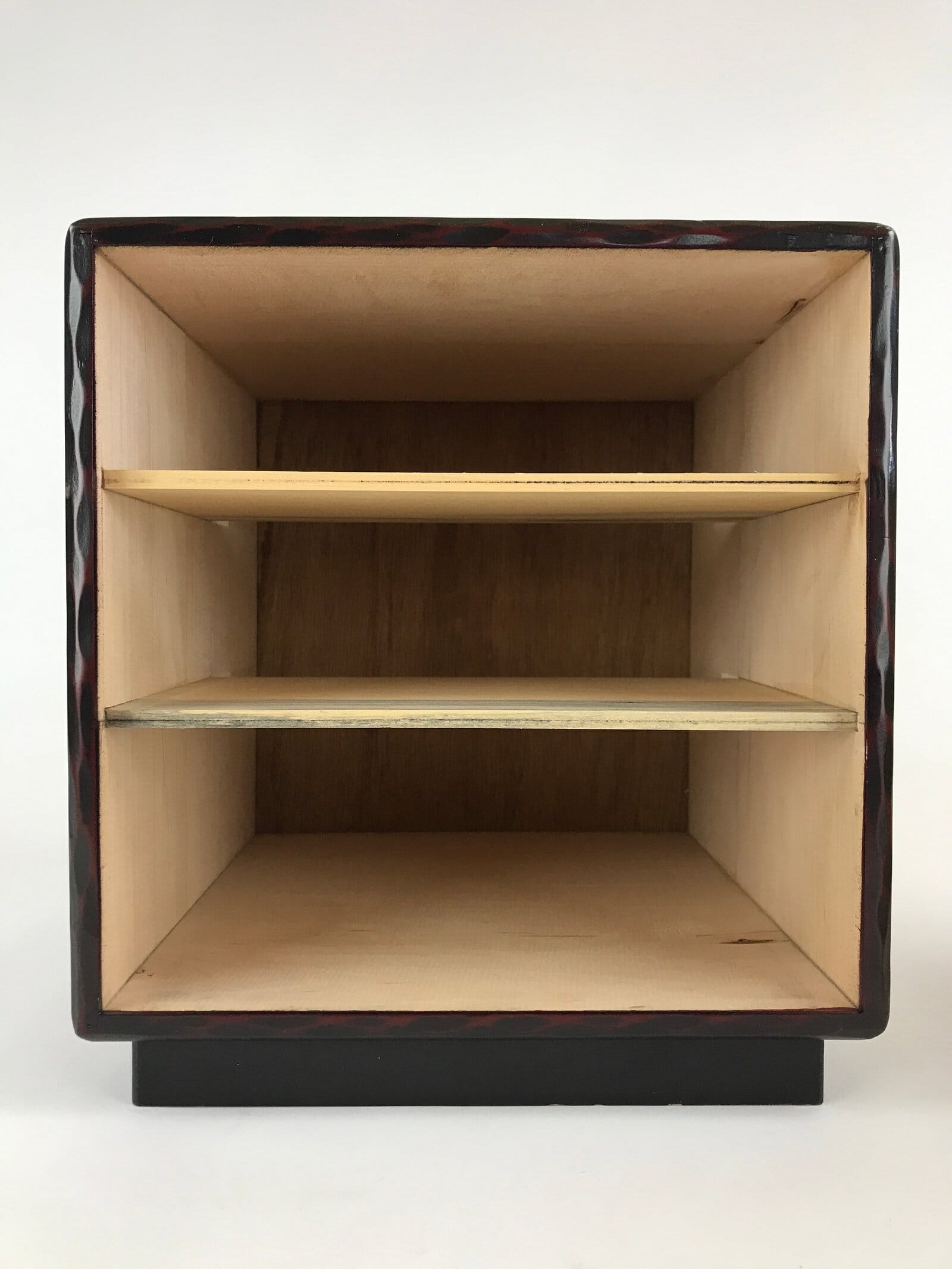 Japanese Lacquered Wooden Sewing Box Vtg Haribako Tansu Carved Bamboo T329