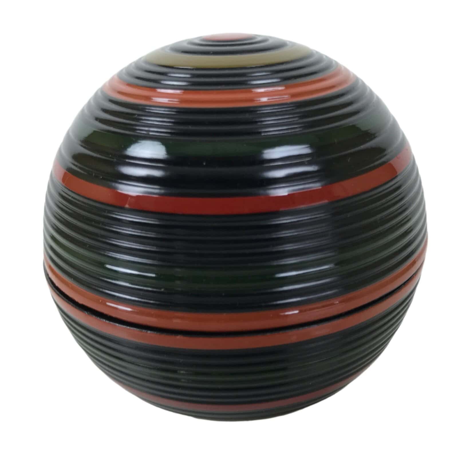 Japanese Lacquered Wooden Small Container Vtg Komanuri Gold Foil Black L524