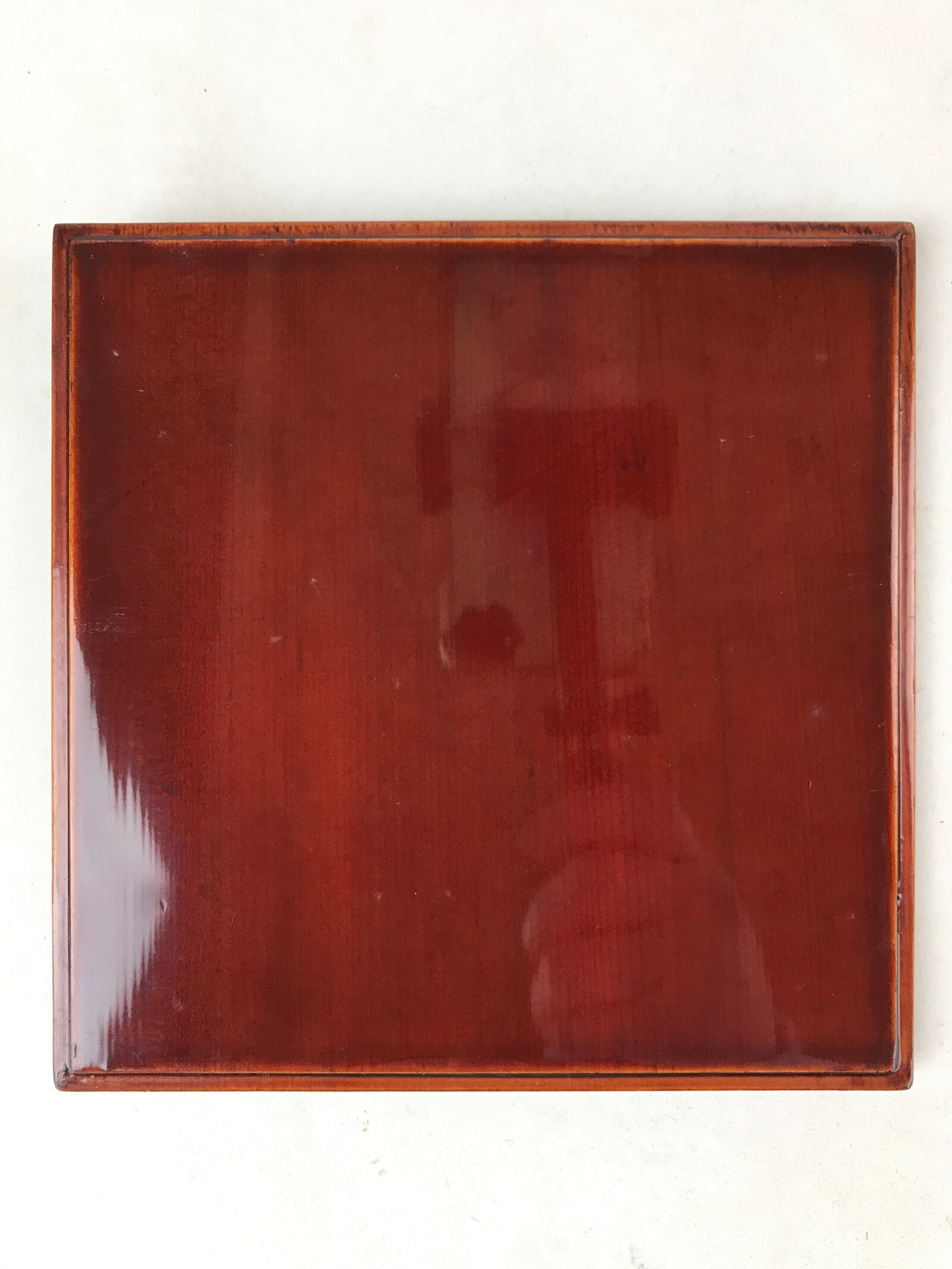 Japanese Lacquered Wooden Small Lidded Box Vtg Shunkei Nuri Square Brown L114