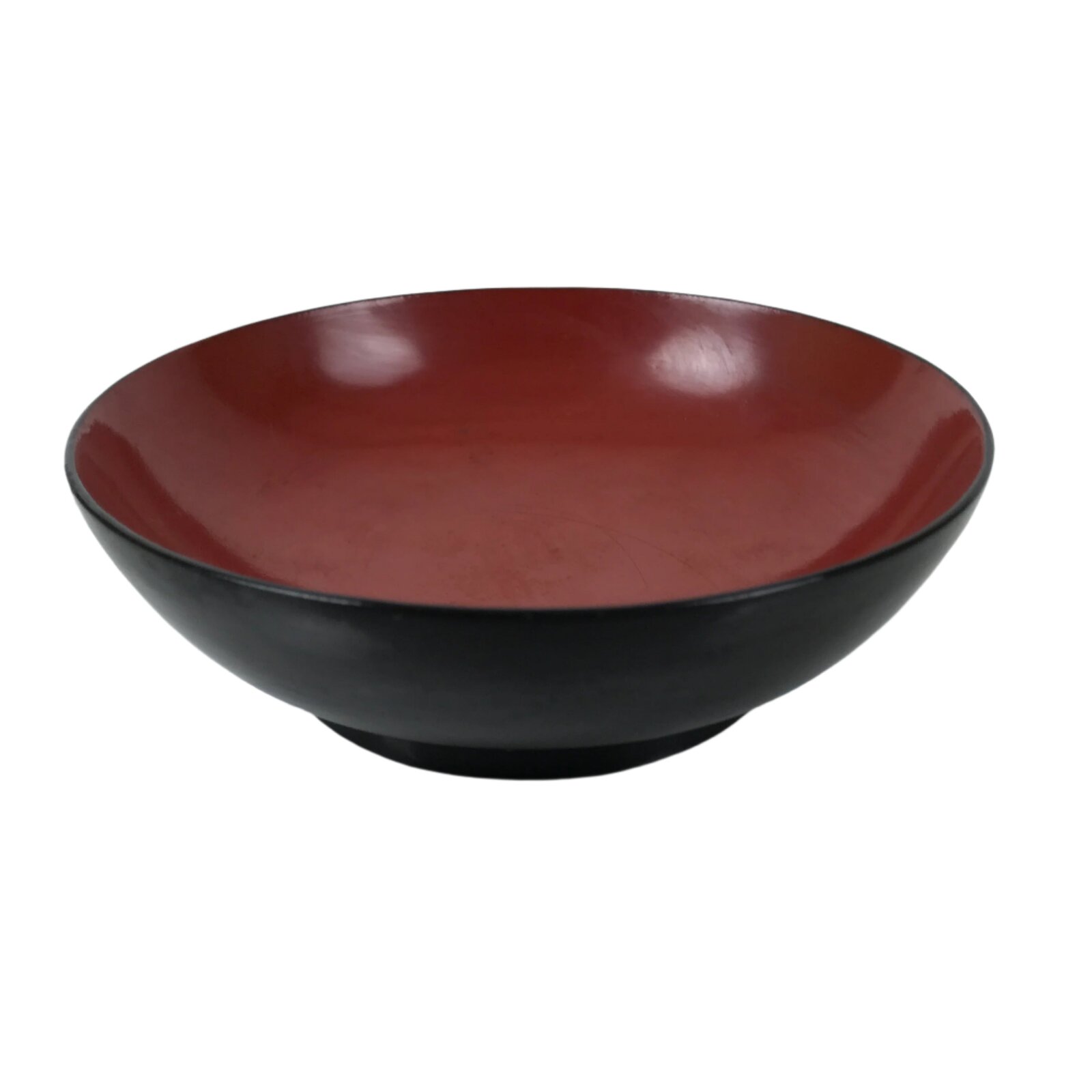 Japanese Lacquered Wooden Small Plate Mamezara Vtg Dish Round Black Red L400