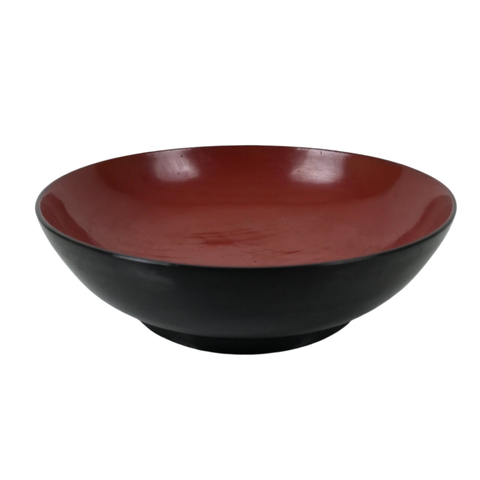 Japanese Lacquered Wooden Small Plate Mamezara Vtg Dish Round Black Red L401
