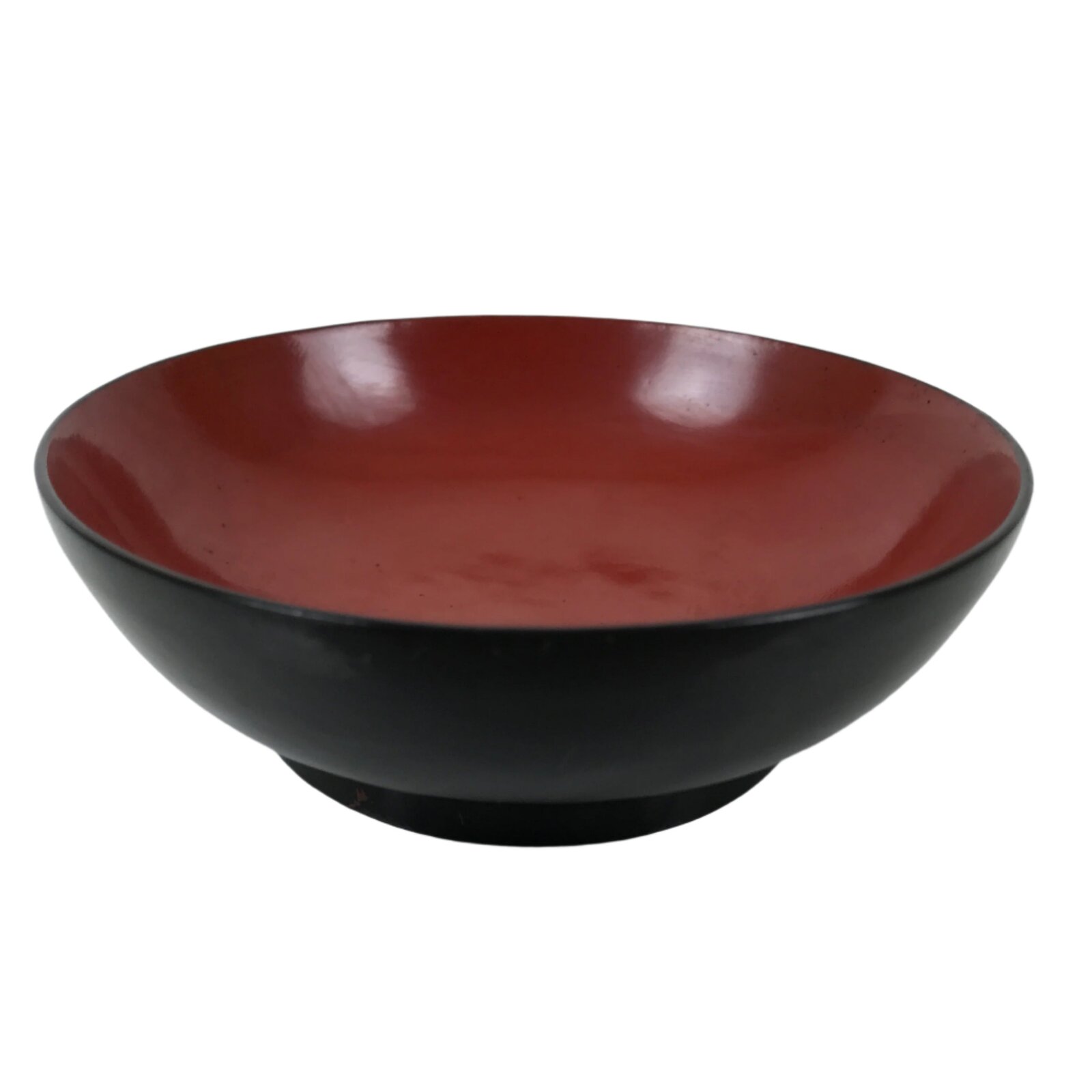 Japanese Lacquered Wooden Small Plate Mamezara Vtg Dish Round Black Red L404