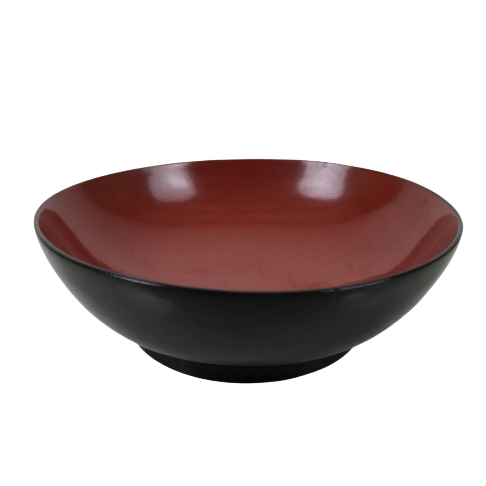 Japanese Lacquered Wooden Small Plate Mamezara Vtg Dish Round Black Red L406