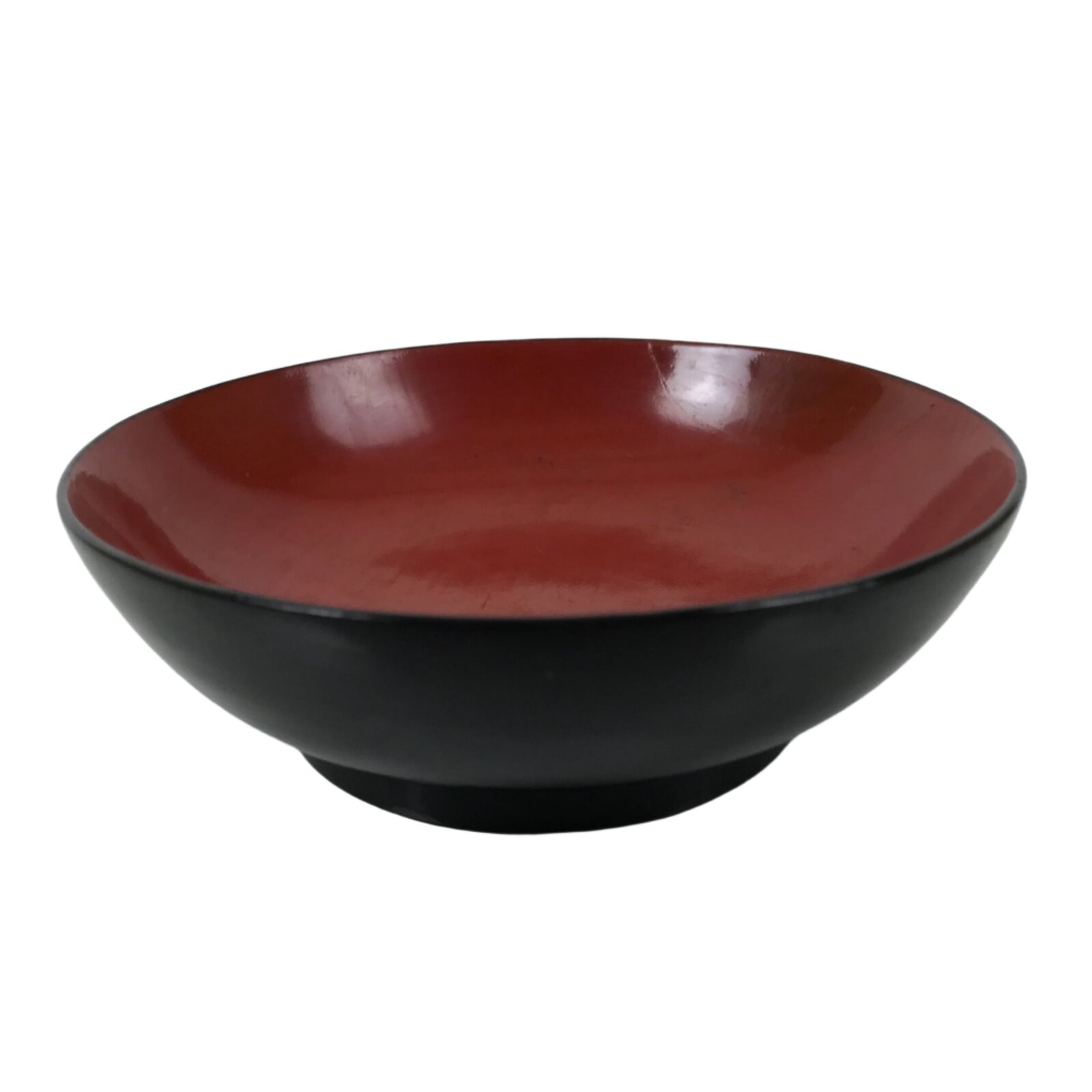 Japanese Lacquered Wooden Small Plate Mamezara Vtg Dish Round Black Red L407