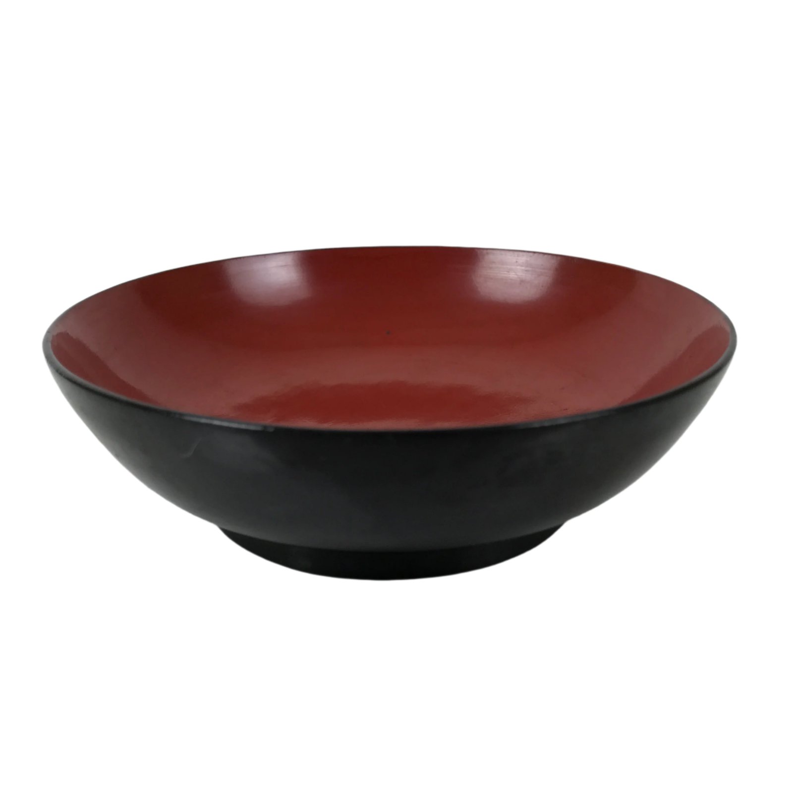 Japanese Lacquered Wooden Small Plate Mamezara Vtg Dish Round Black Red L408