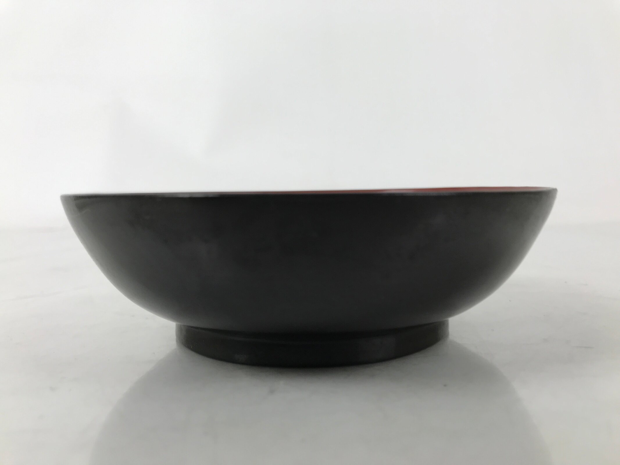 Japanese Lacquered Wooden Small Plate Mamezara Vtg Dish Round Black Red L408