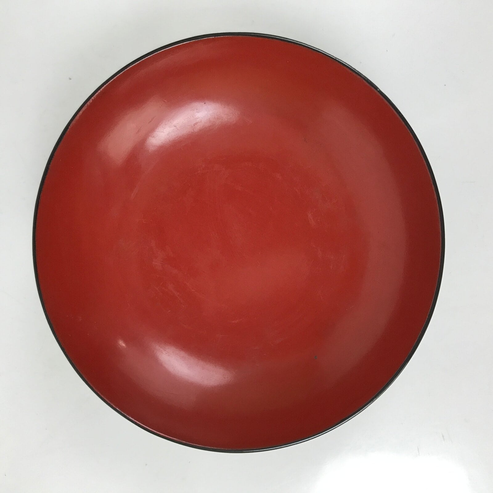 Japanese Lacquered Wooden Small Plate Mamezara Vtg Dish Round Black Red L408