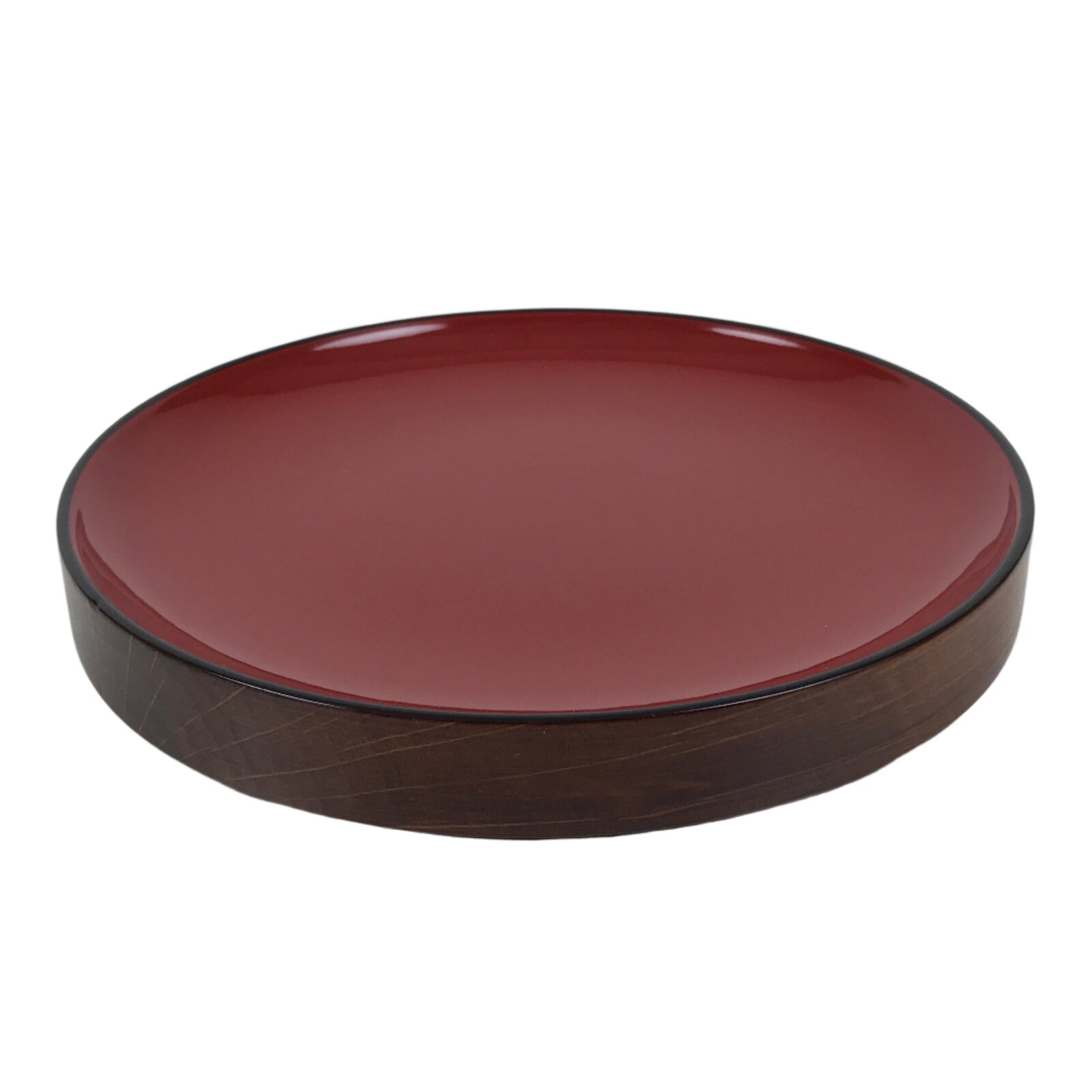 Japanese Lacquered Wooden Small Serving Plate Vtg Meimeizara Round Dish Red L436
