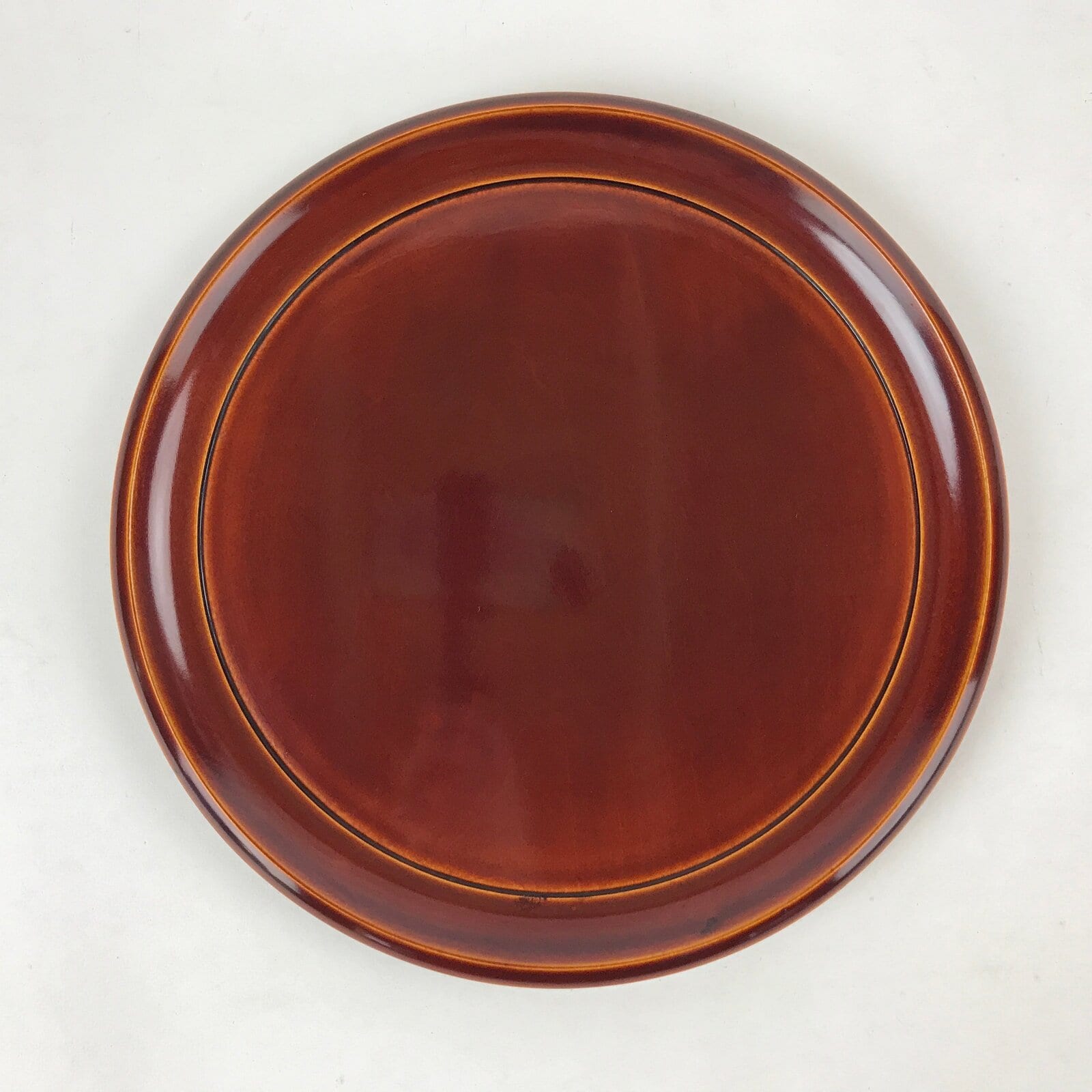 Japanese Lacquered Wooden Tray Vtg Brown Shunkei-Nuri Obon Hida Takayama LWB74