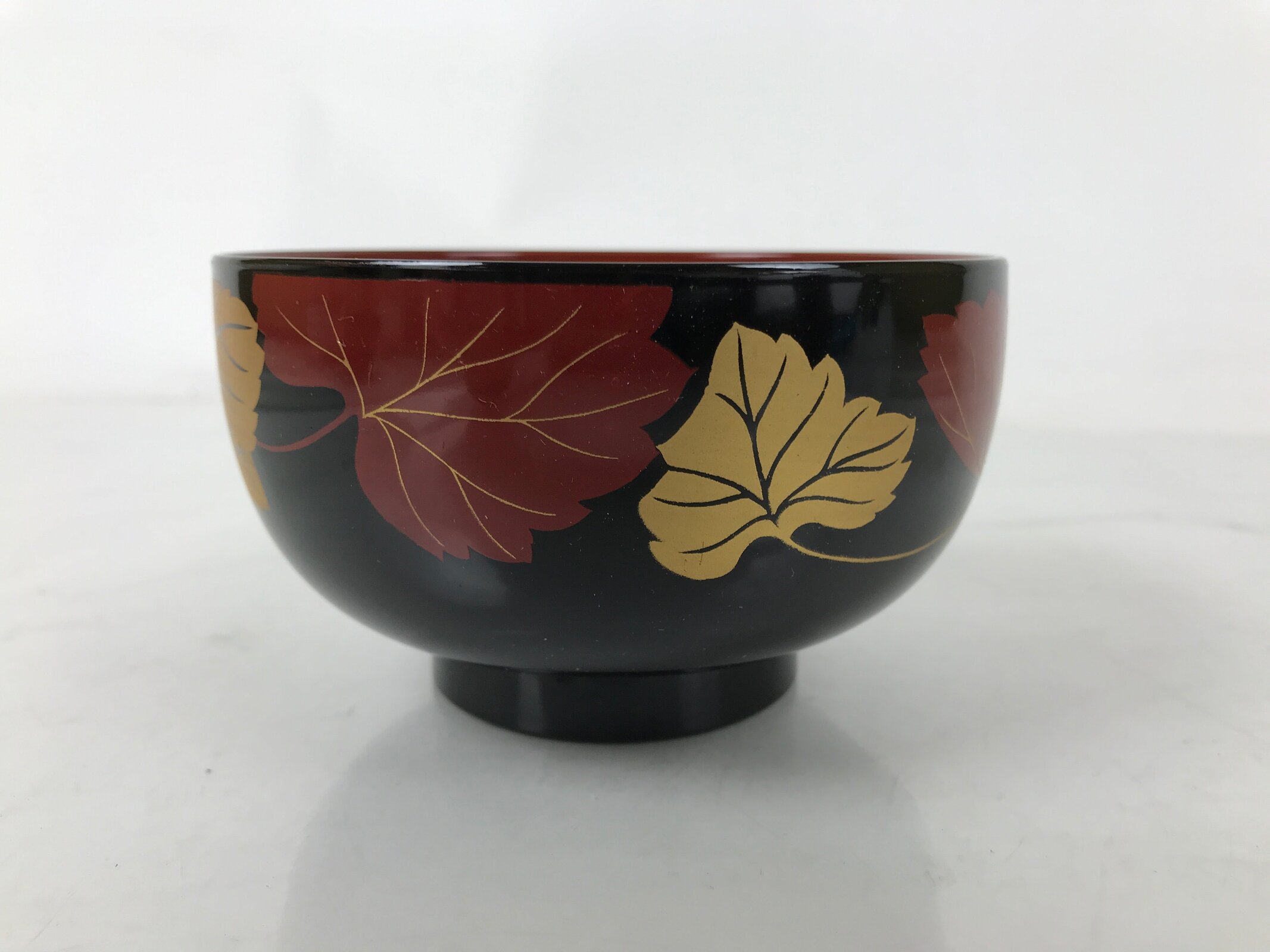 Japanese Lacquerware Bowl Vtg Aizu-Nuri Urushi Makie Red Black Owan Soup LB126