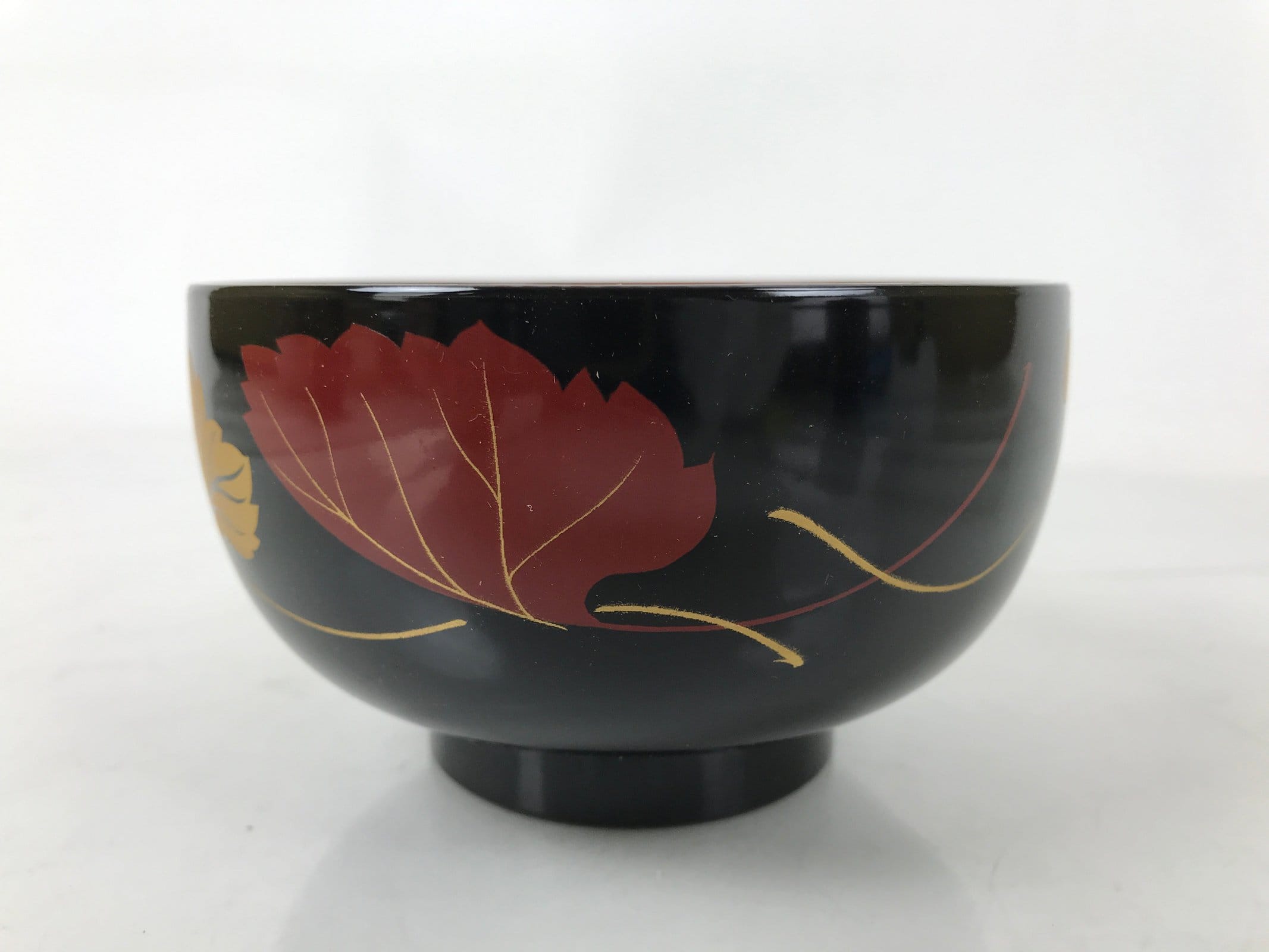 Japanese Lacquerware Bowl Vtg Aizu-Nuri Urushi Makie Red Black Owan Soup LB126