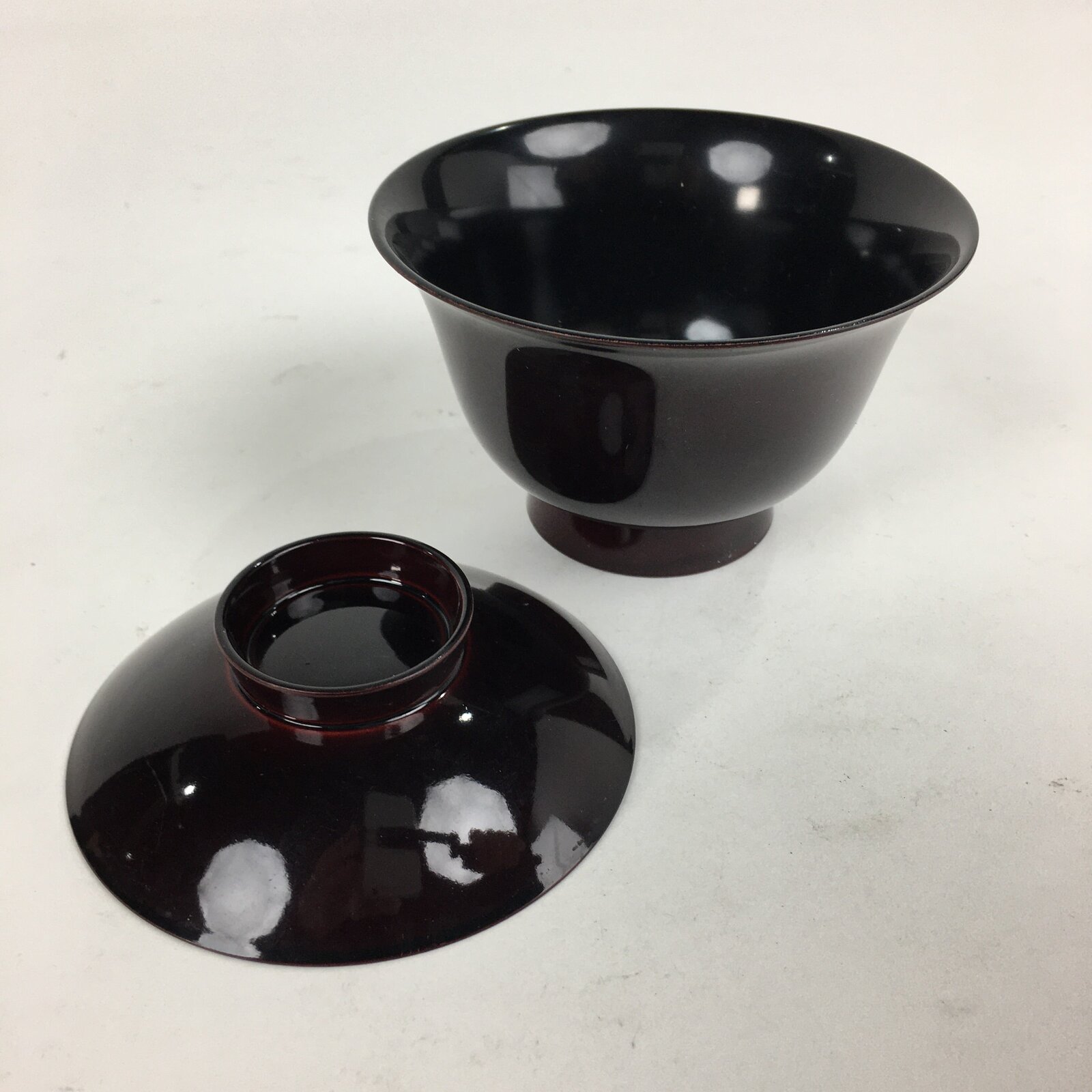 Japanese Lacquerware Lidded Bowl Vtg Echizen-Nuri Owan Soup Bowl UR629