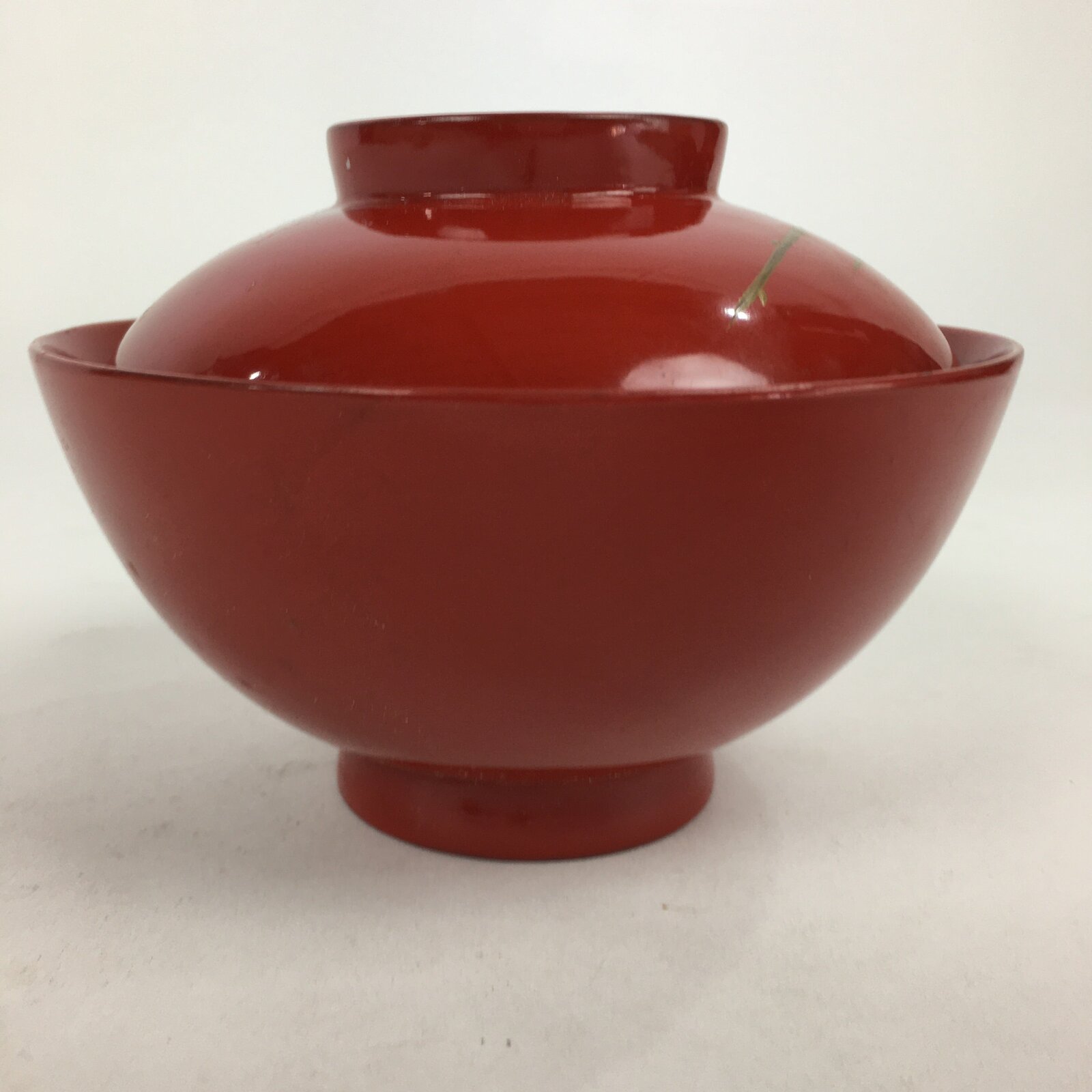 Japanese Lacquerware Lidded Bowl Vtg Maki-e Gold Owan Soup Bowl Red UR651