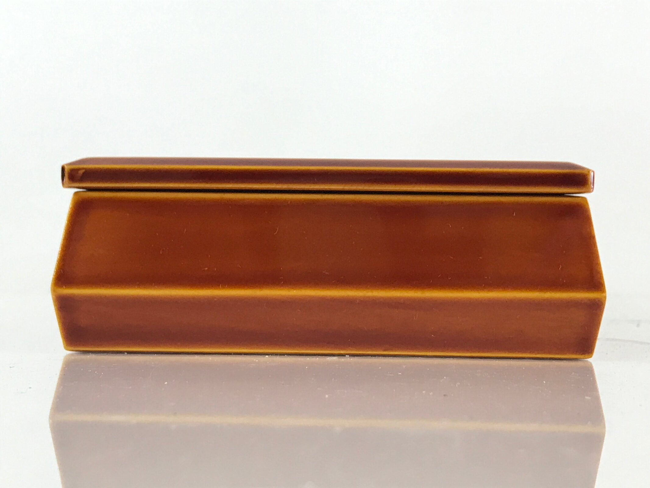 Japanese Lacquerware Lidded Box Vtg Hida Shunkei-Nuri Brown PX631