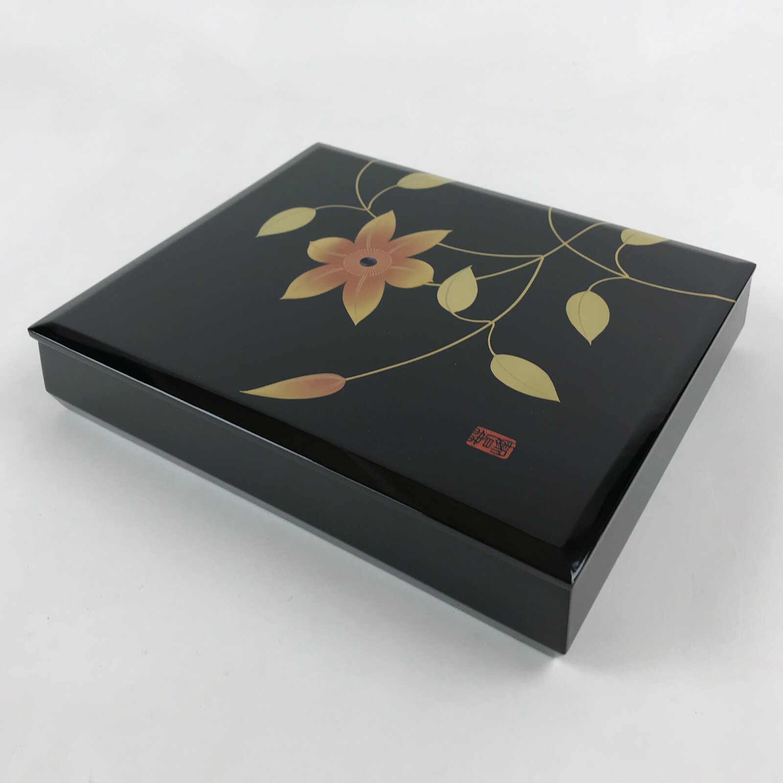 Japanese Lacquerware Lidded Box Wood Fumibako Letter Book Butsudan Black LWB54