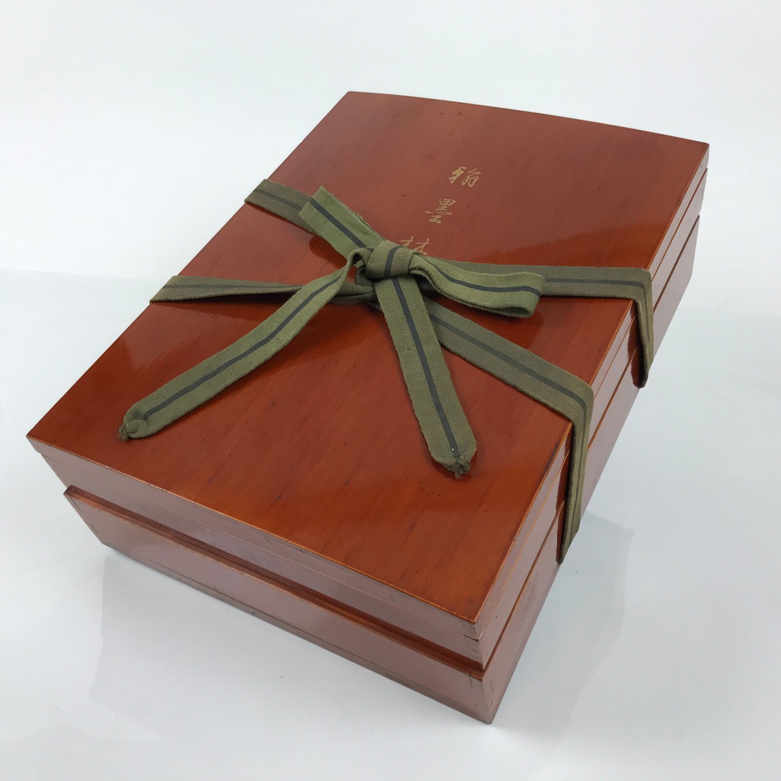 Japanese Lacquerware Shunkei-Nuri Writing Box Calligraphy Brown Two Tiers L556