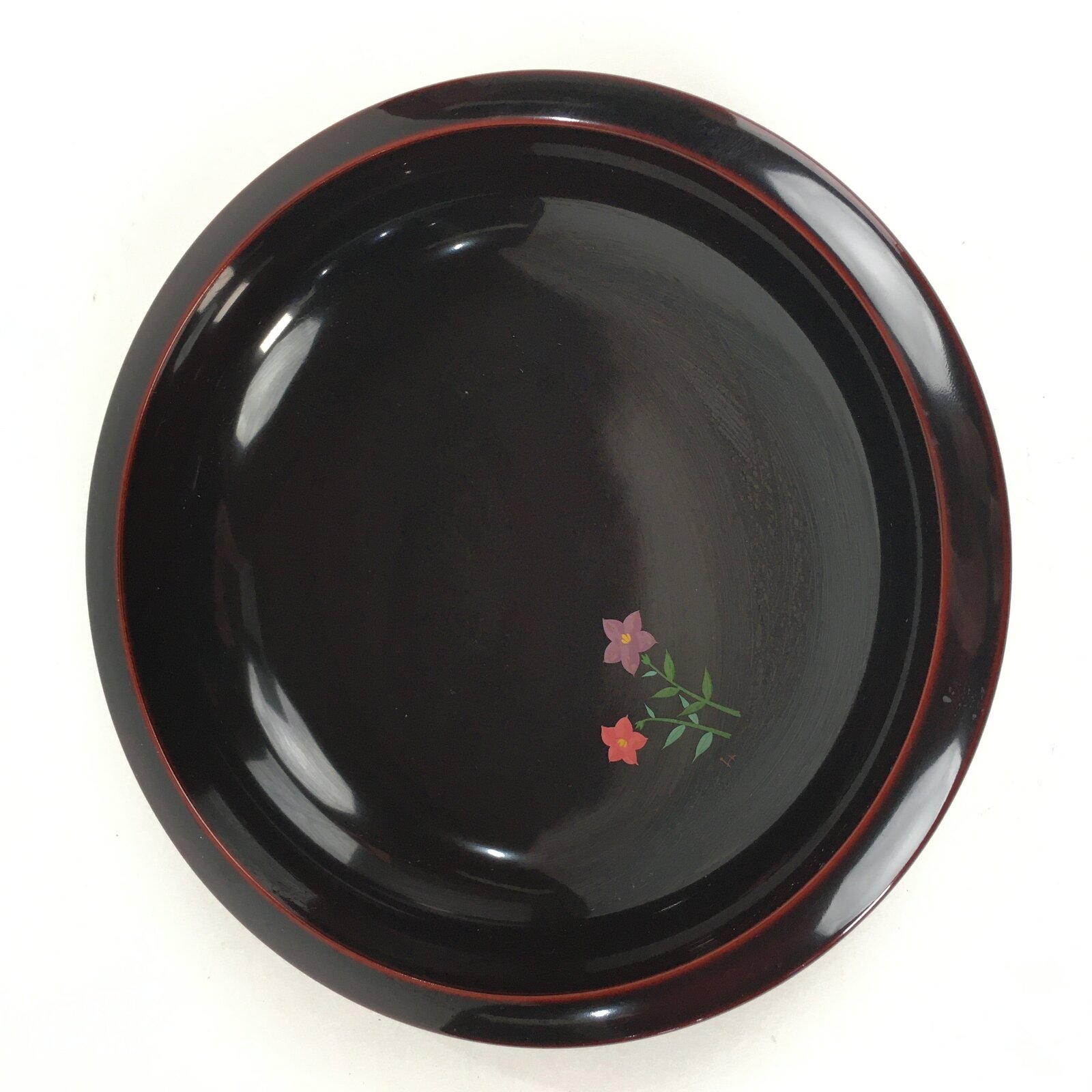 Japanese Lacquerware Snack Bowl Vtg Echizen-Nuri Kashiki Flower UR624