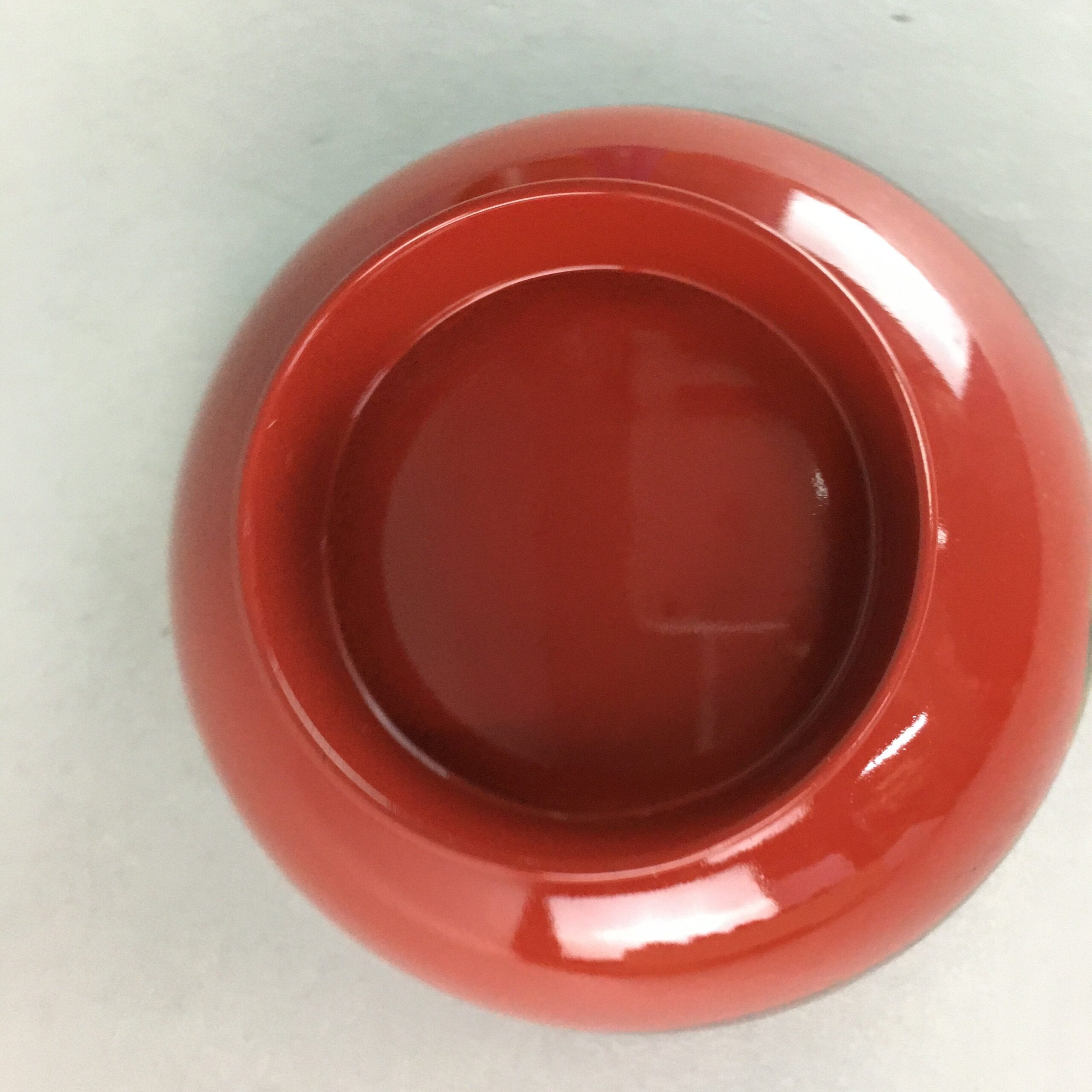 Japanese Lacquer ware Soup Bowl Replica Vtg Red Floral Gold Makie Owan QT91