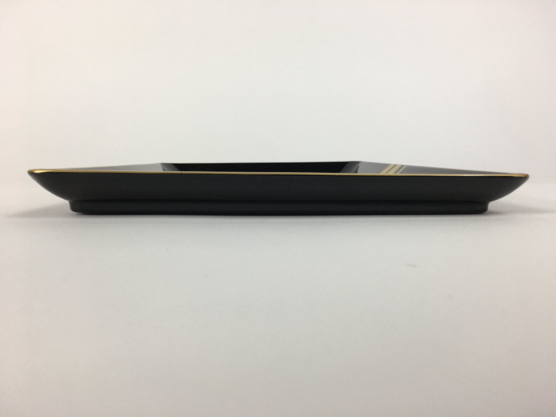 Japanese Lacquerware Tray Rectangle Vtg Large Obon Black Gold Iris UR483