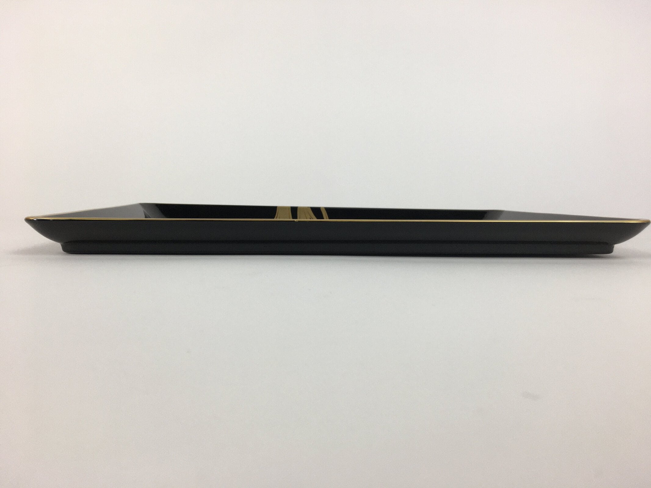 Japanese Lacquerware Tray Rectangle Vtg Large Obon Black Gold Iris UR483