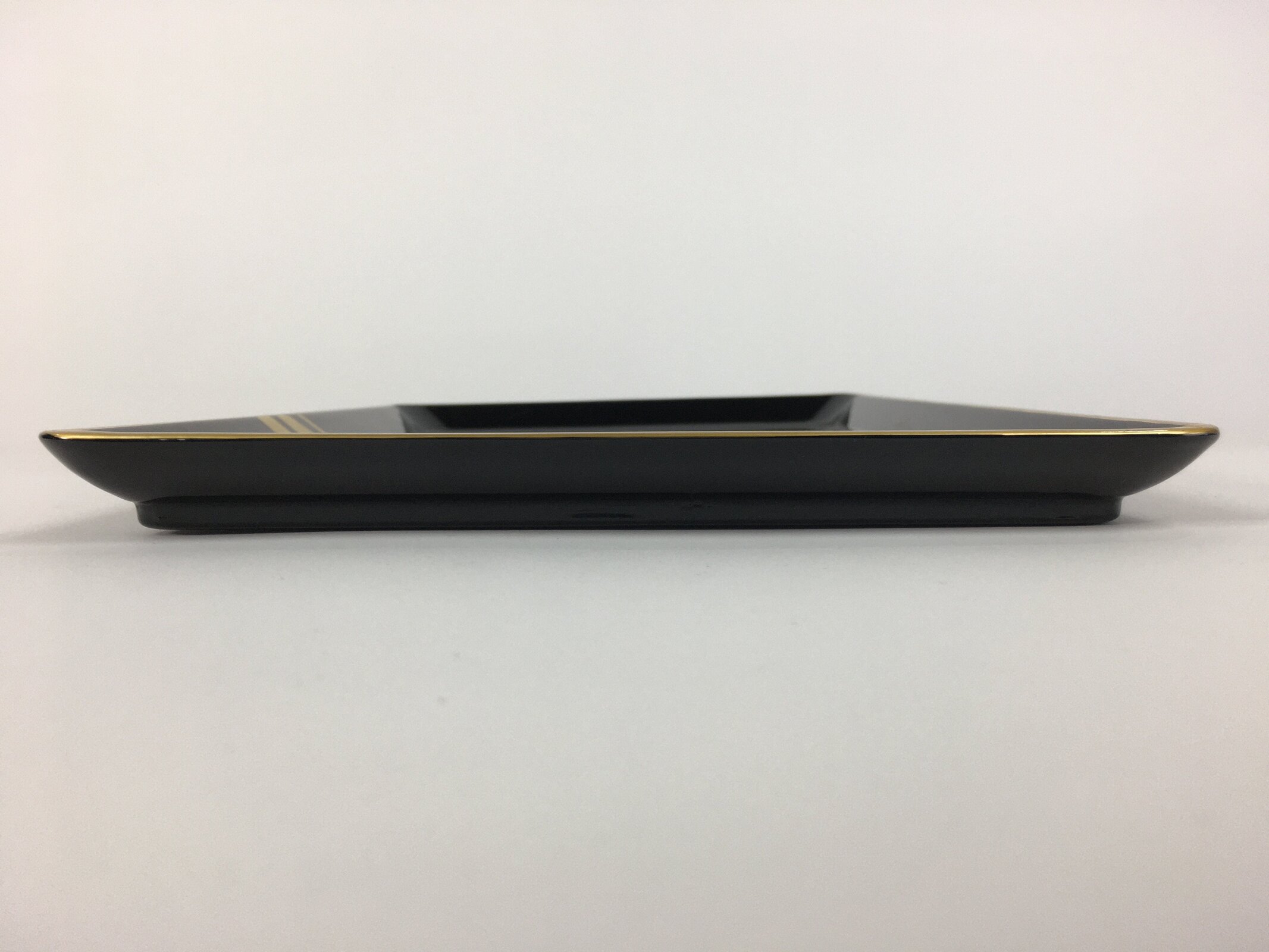 Japanese Lacquerware Tray Rectangle Vtg Large Obon Black Gold Iris UR483